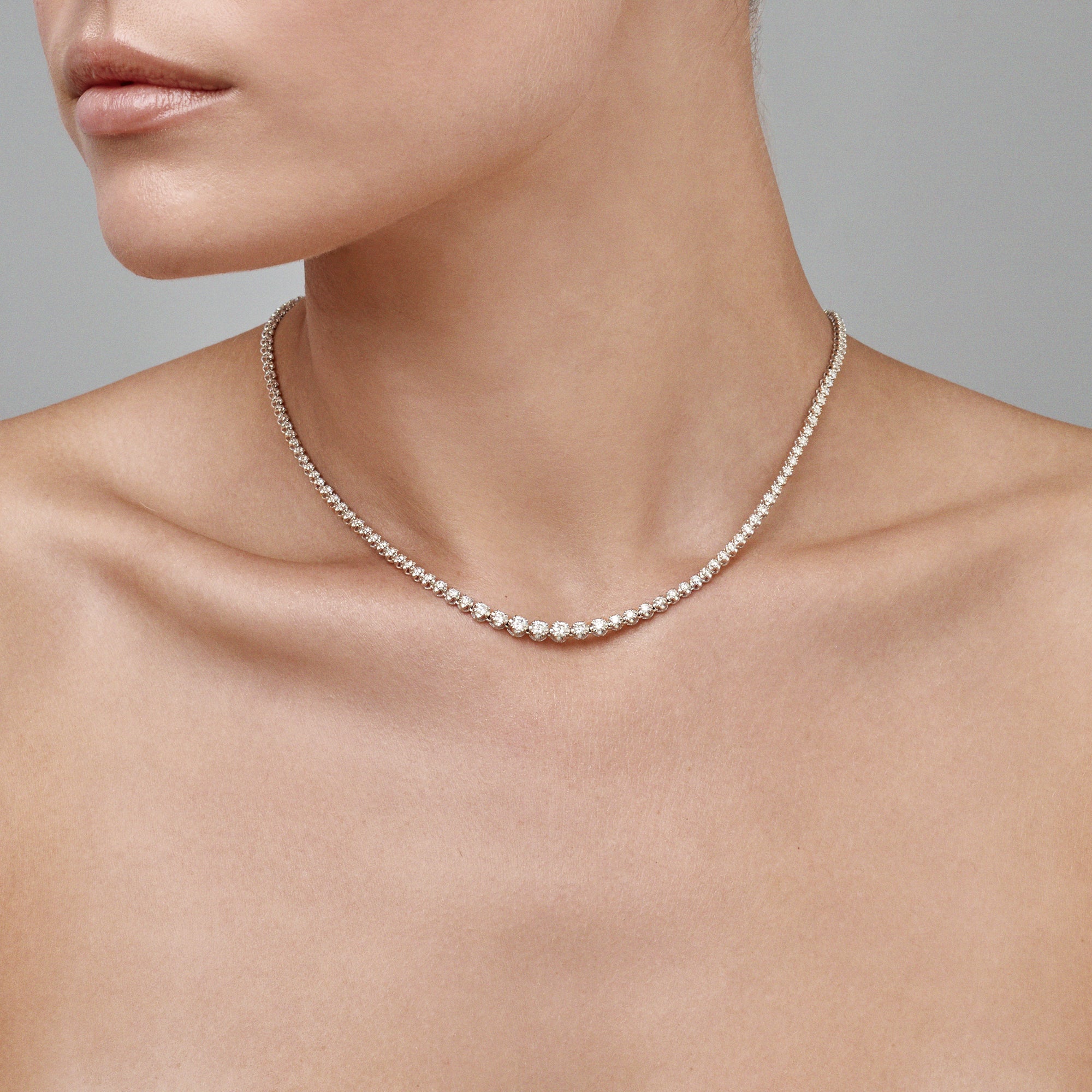 Allure Tennis Natural Diamond Necklace | White Gold - Image 8