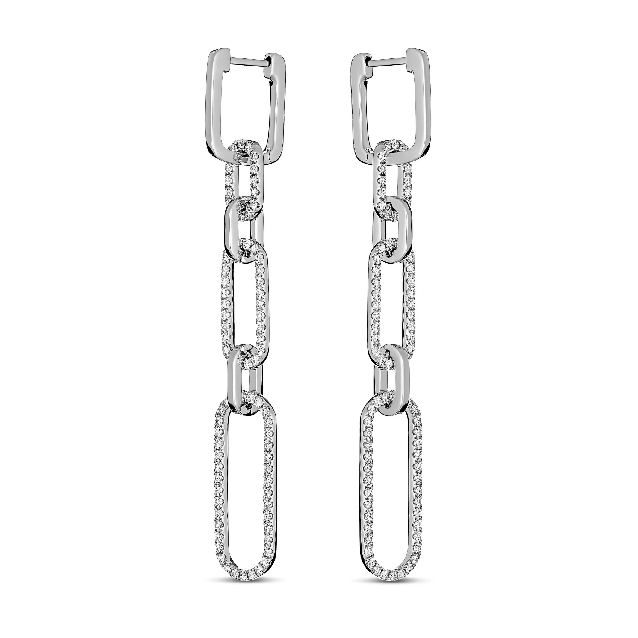 Capri Dreaming® Paperclip Diamond Drop Earrings | 18K White Gold - Image 3