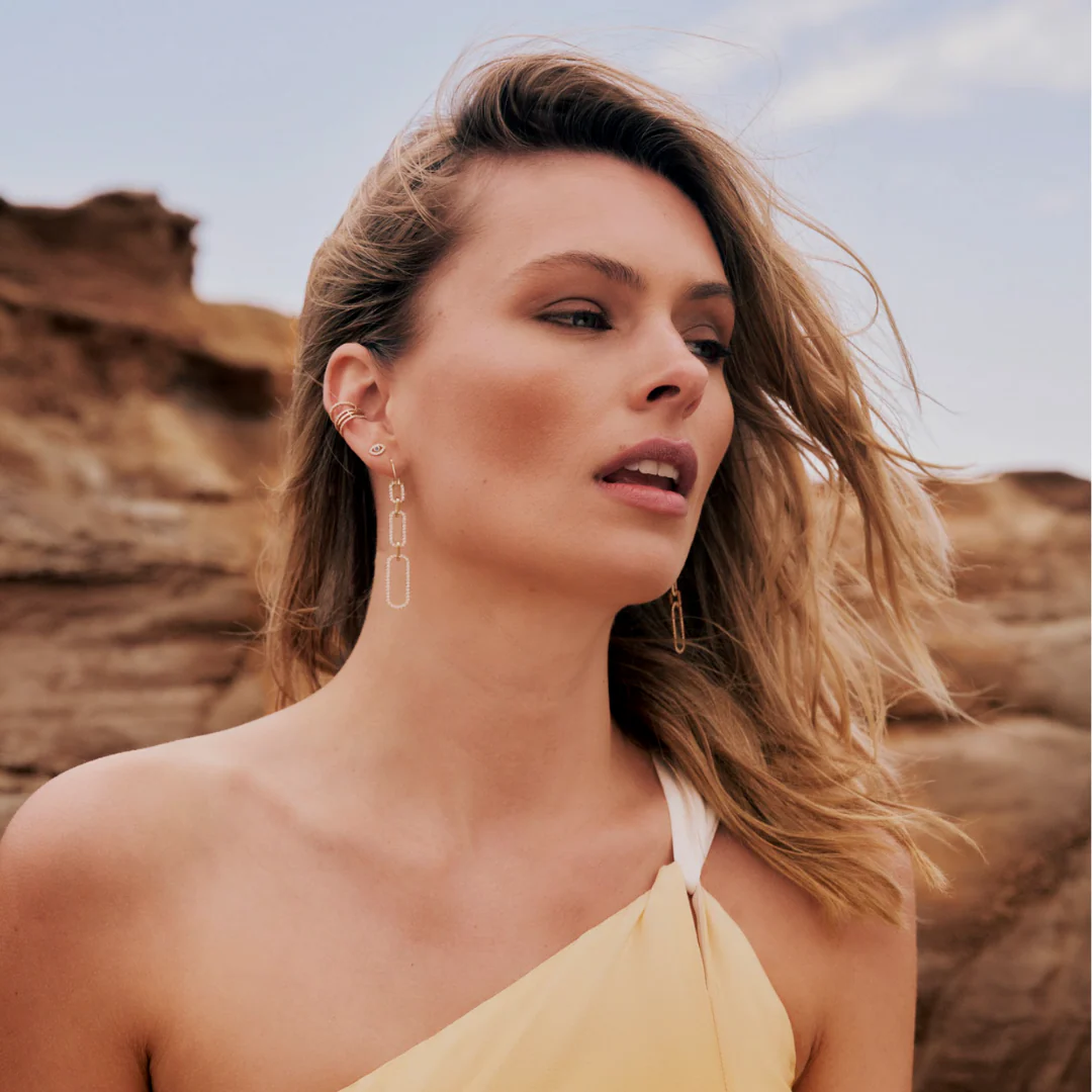 Capri Dreaming® Paperclip Diamond Drop Earrings | 18K Yellow Gold - Image 4