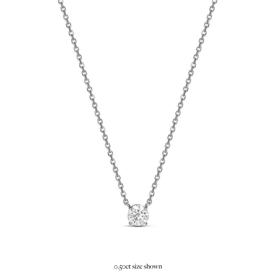 Classic 4 Claw Diamond Pendant Necklace | White Gold - Image 10