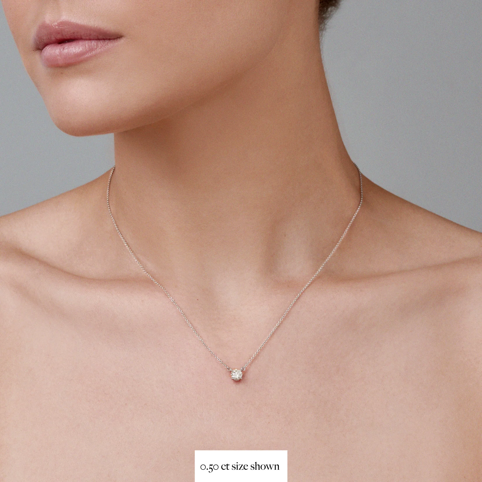 Classic 4 Claw Diamond Pendant Necklace | White Gold - Image 11