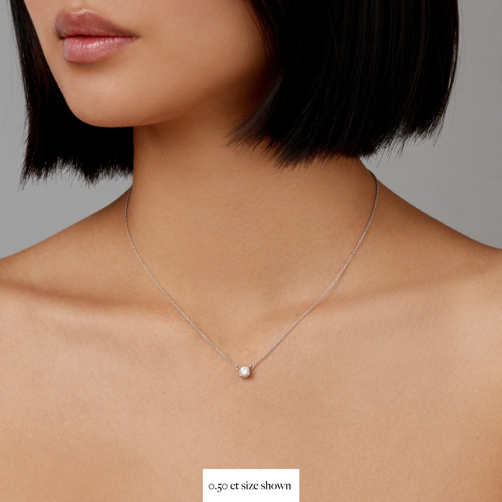 Classic 4 Claw Diamond Pendant Necklace | White Gold - Image 12