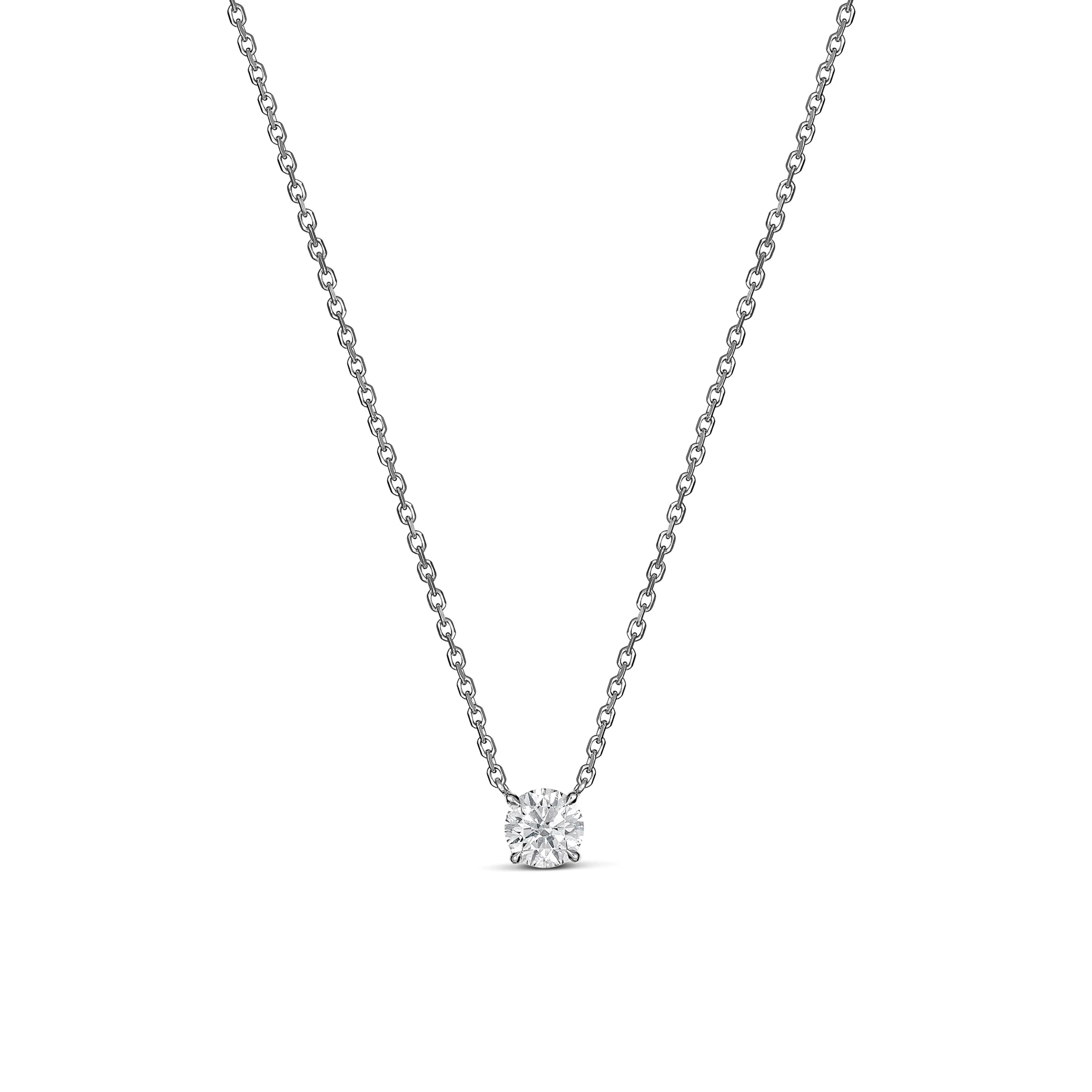 Classic 4 Claw Diamond Pendant Necklace | White Gold - Image 13