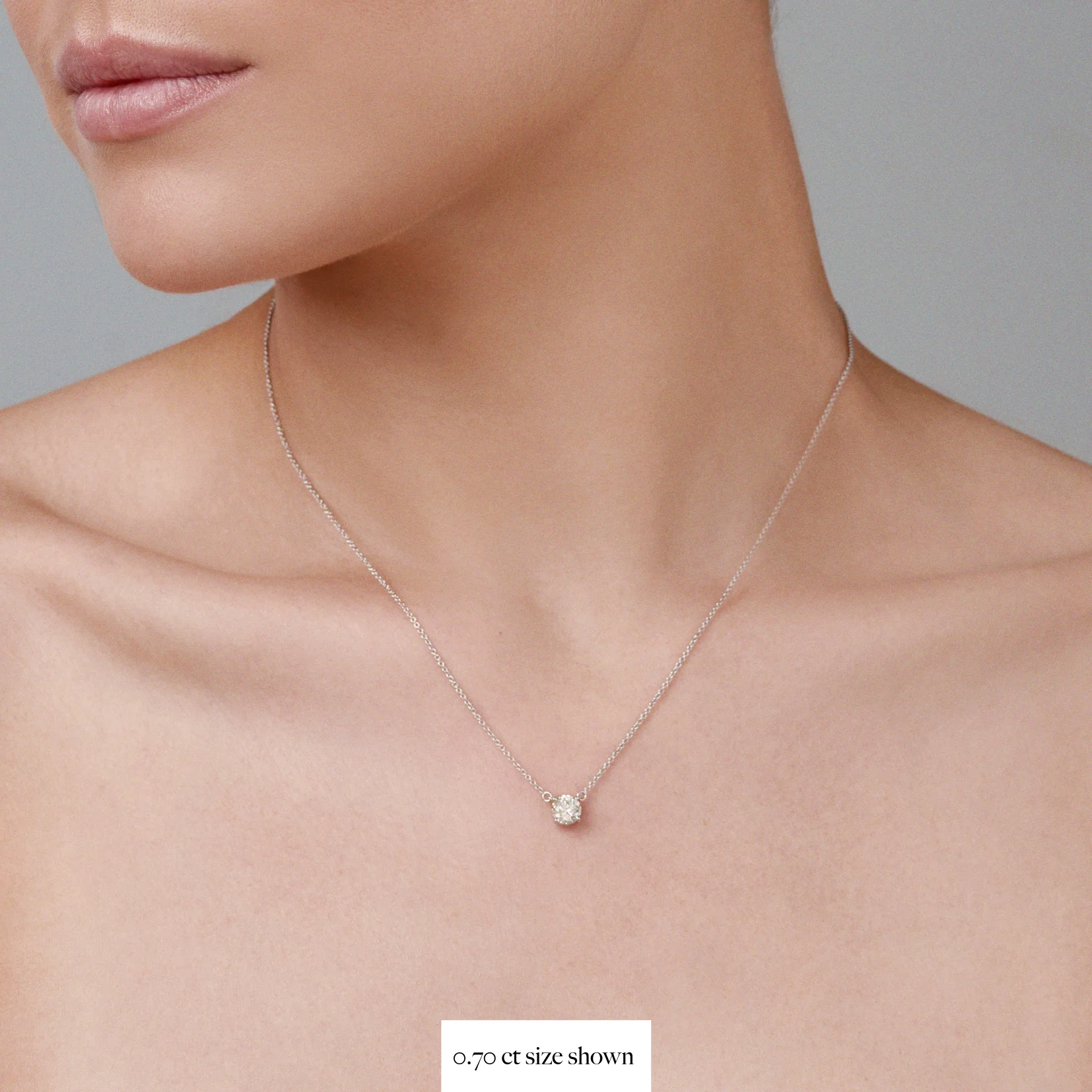 Classic 4 Claw Diamond Pendant Necklace | White Gold - Image 15