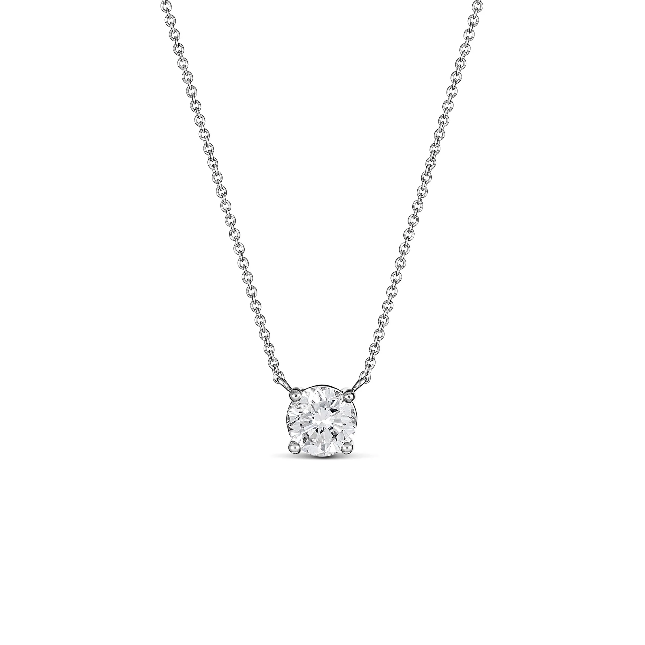 Classic 4 Claw Diamond Pendant Necklace | White Gold - Image 16
