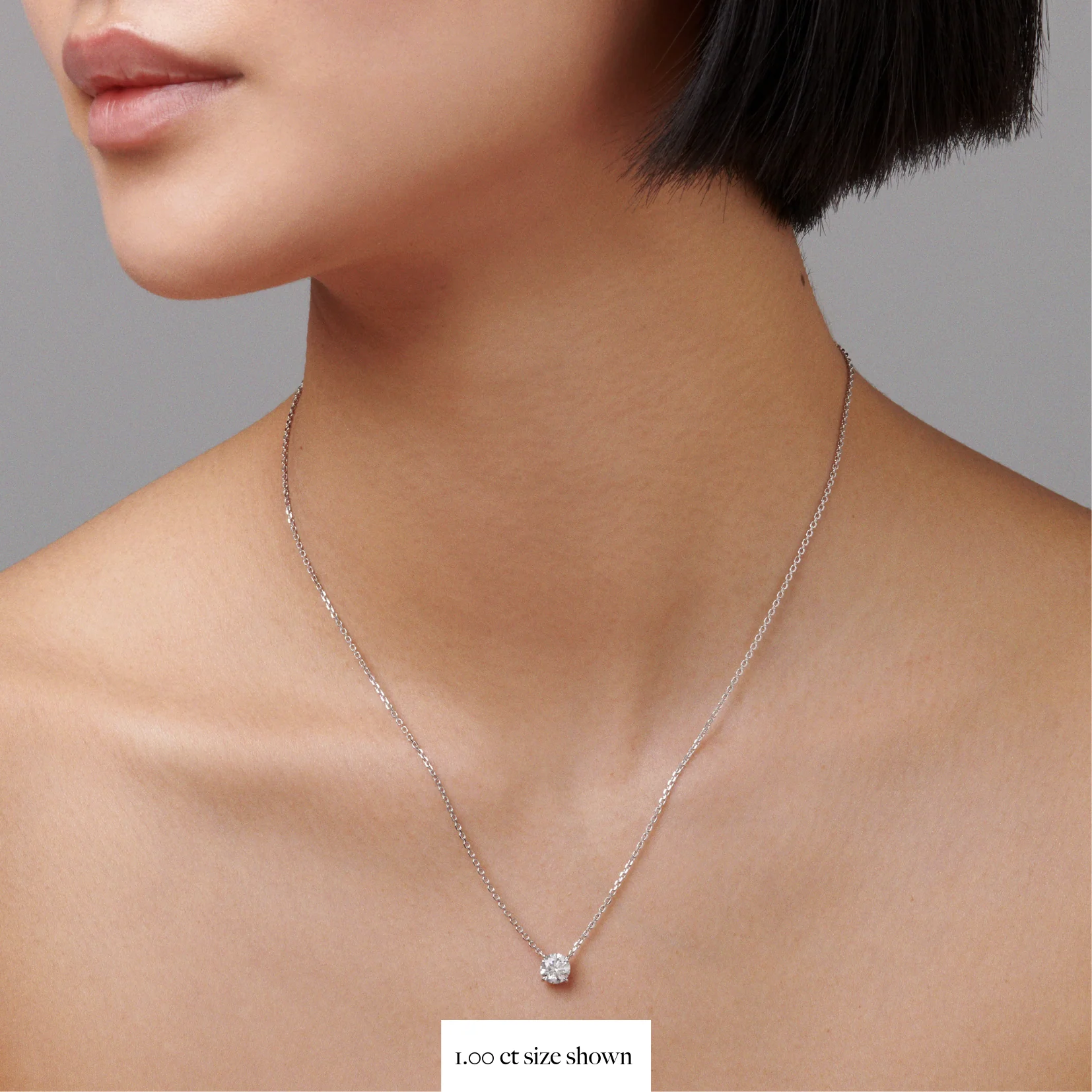 Classic 4 Claw Diamond Pendant Necklace | White Gold - Image 17