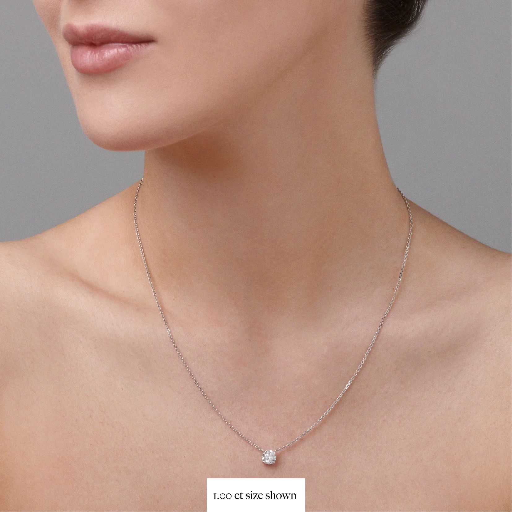Classic 4 Claw Diamond Pendant Necklace | White Gold - Image 18