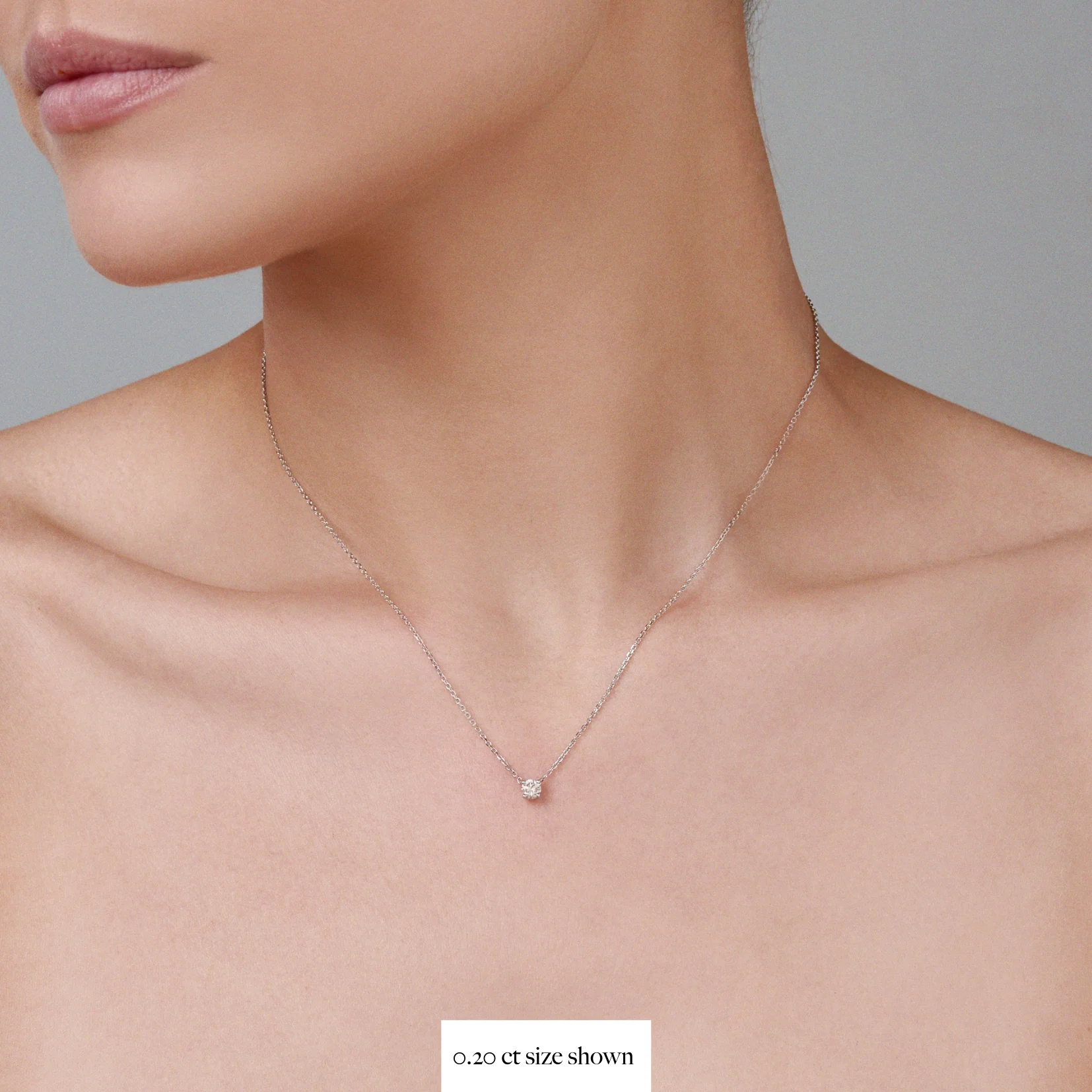 Classic 4 Claw Diamond Pendant Necklace | White Gold - Image 3