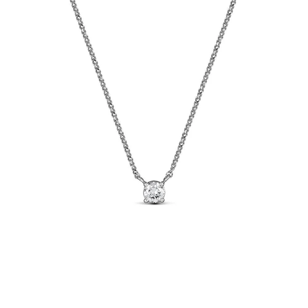 Classic 4 Claw Diamond Pendant Necklace | White Gold - Image 4