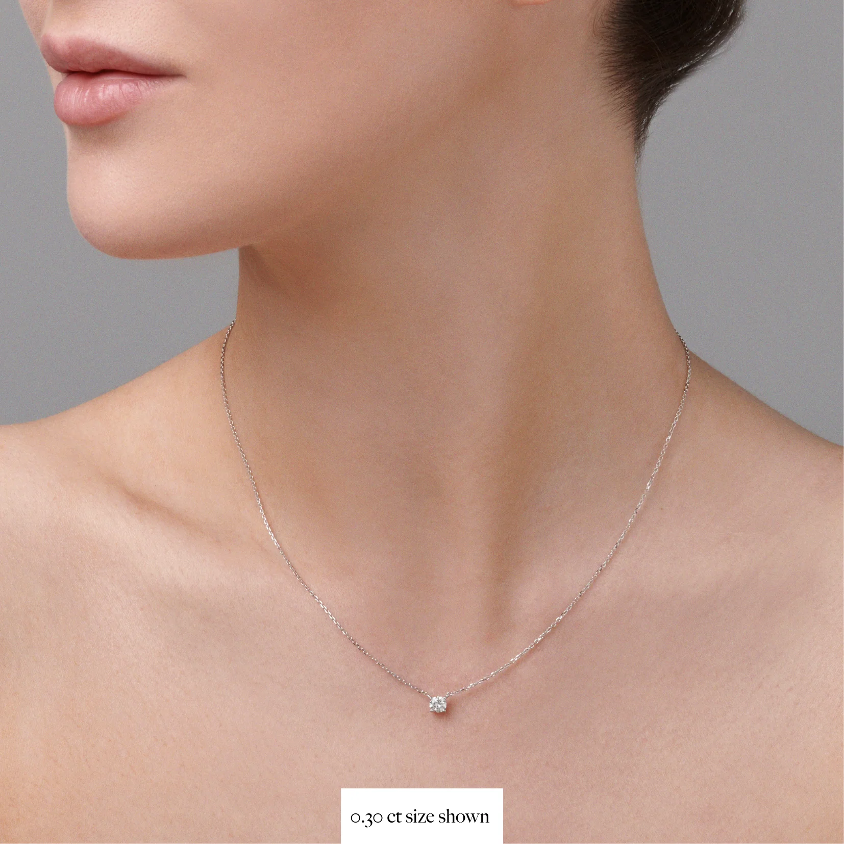 Classic 4 Claw Diamond Pendant Necklace | White Gold - Image 5