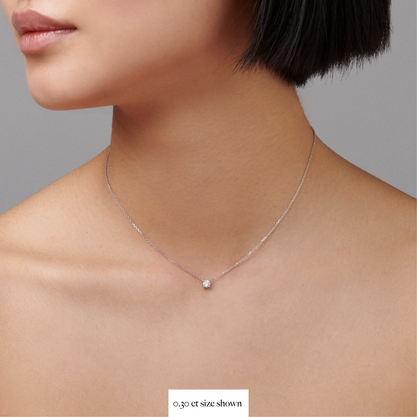Classic 4 Claw Diamond Pendant Necklace | White Gold - Image 6