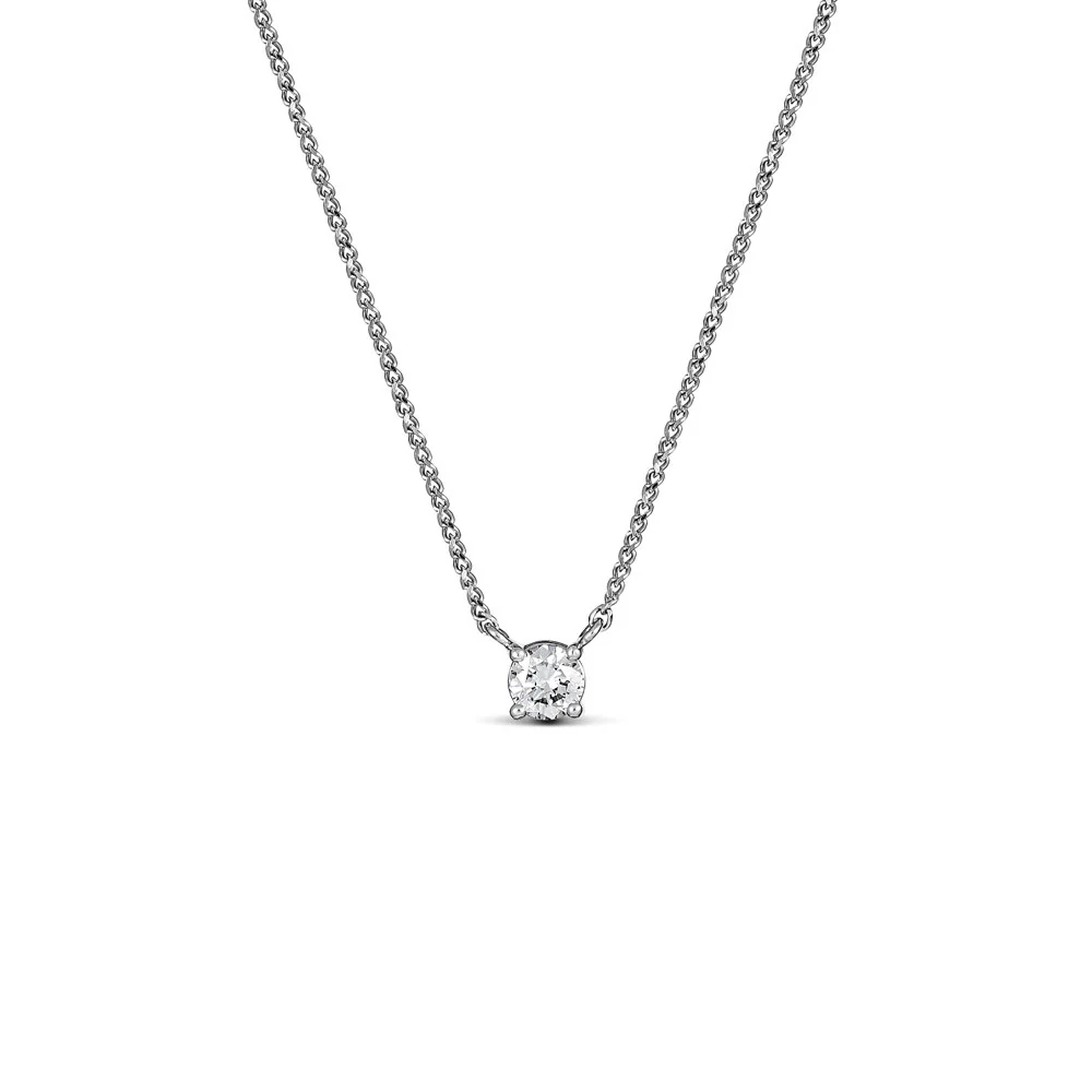 Classic 4 Claw Diamond Pendant Necklace | White Gold - Image 7