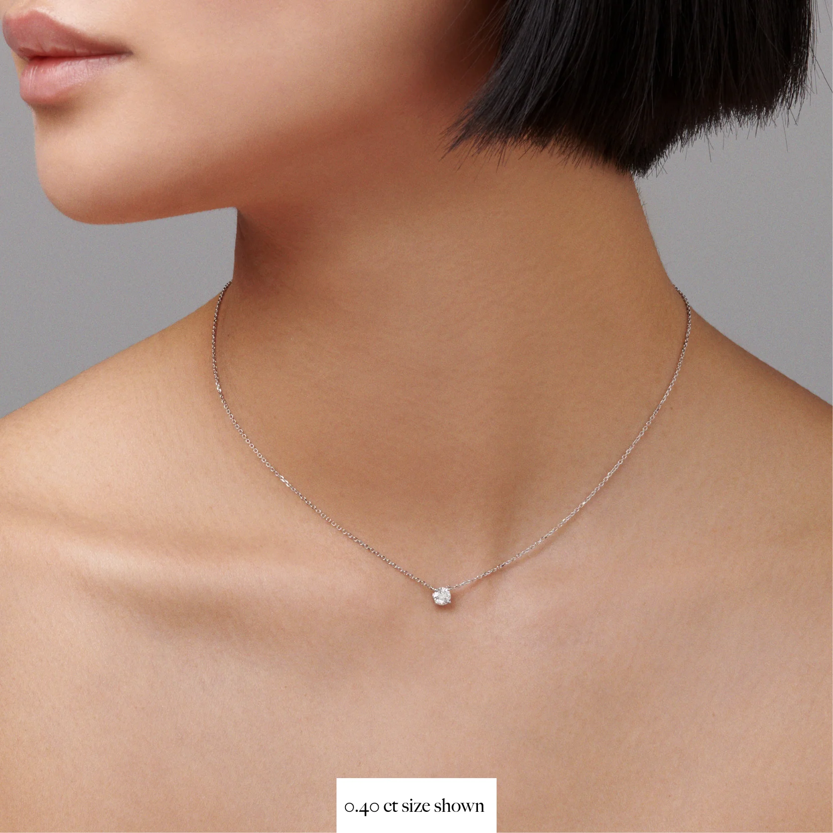 Classic 4 Claw Diamond Pendant Necklace | White Gold - Image 9
