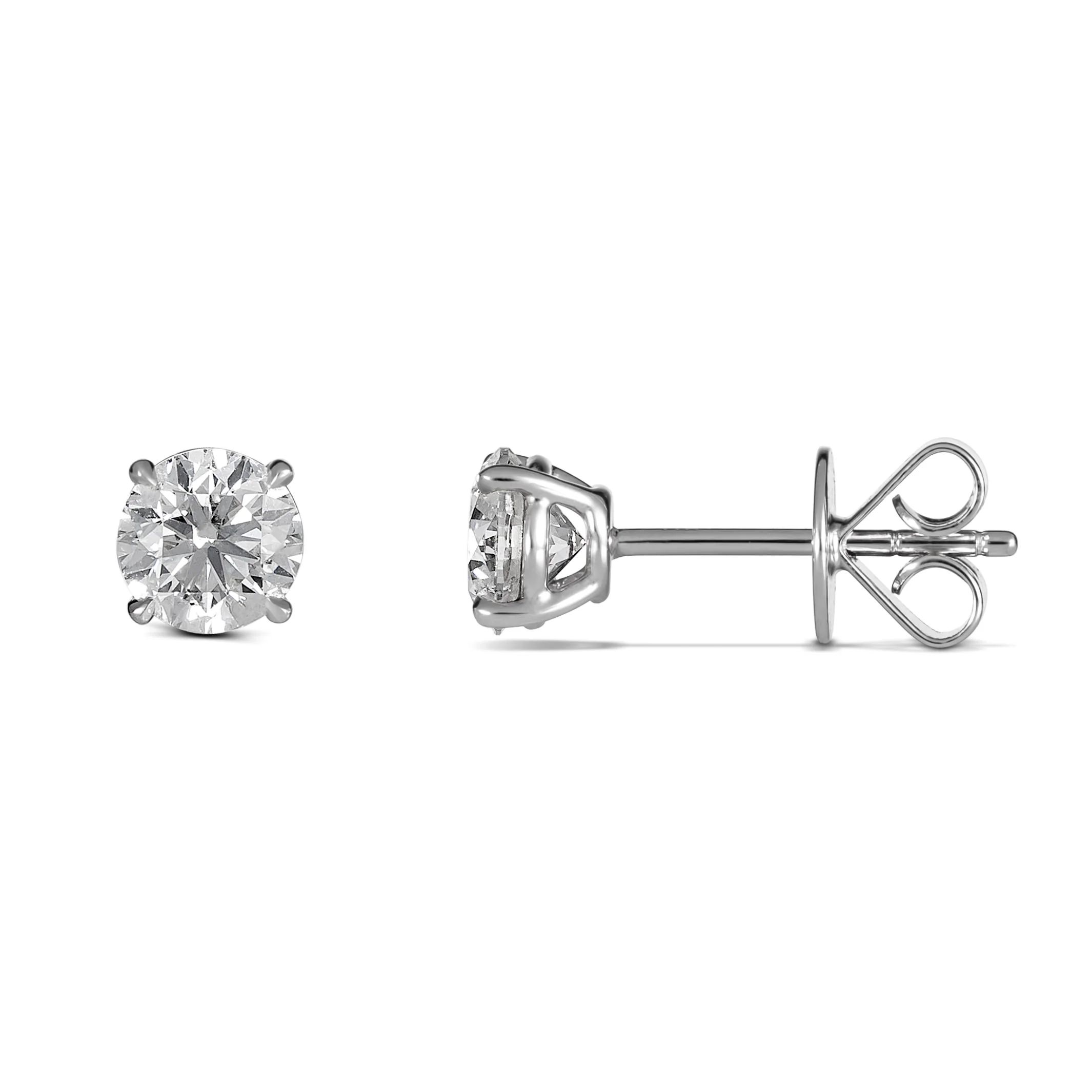 Classic Natural Diamond 4 Claw Stud Earrings | 18K White Gold - Image 11