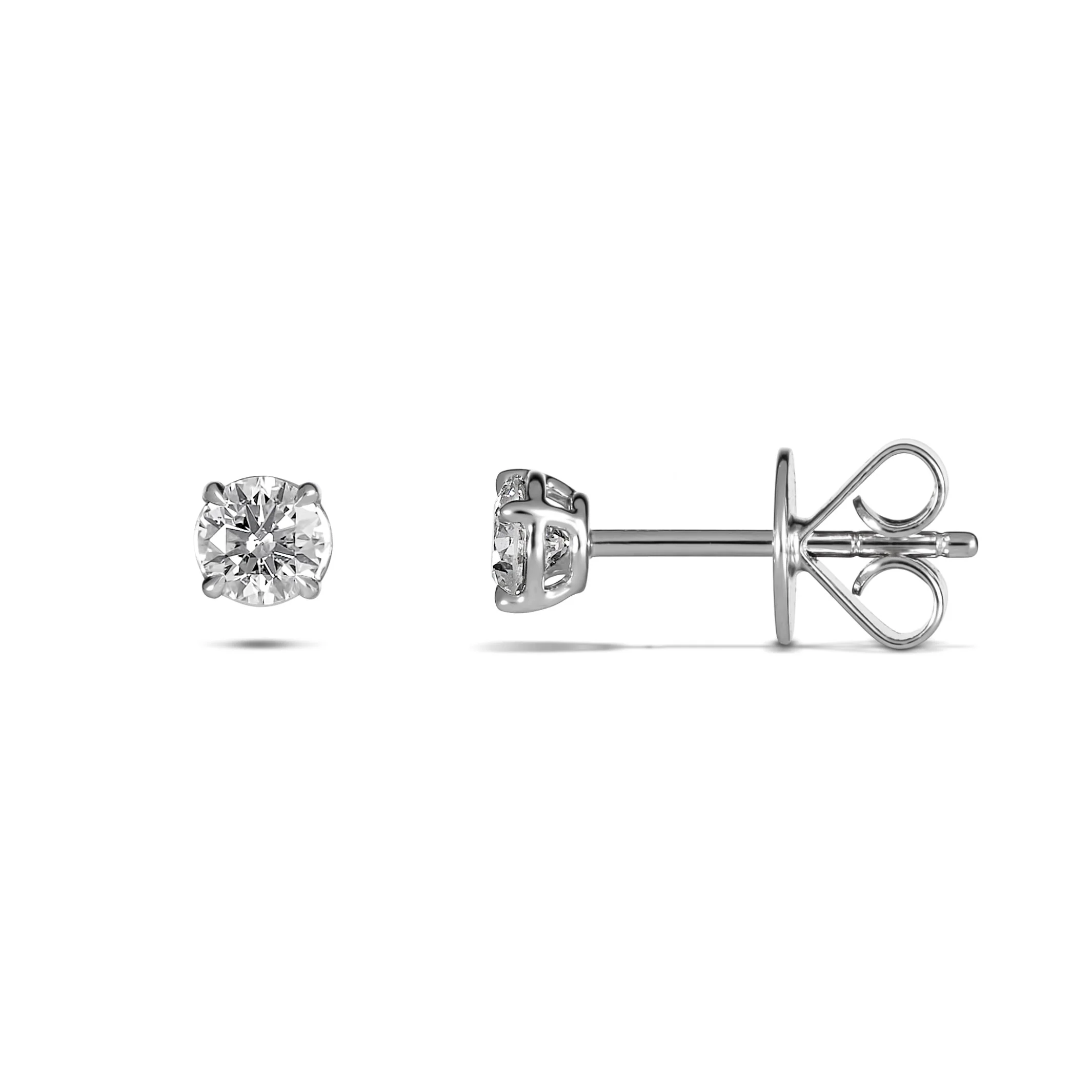Classic Natural Diamond 4 Claw Stud Earrings | 18K White Gold - Image 12