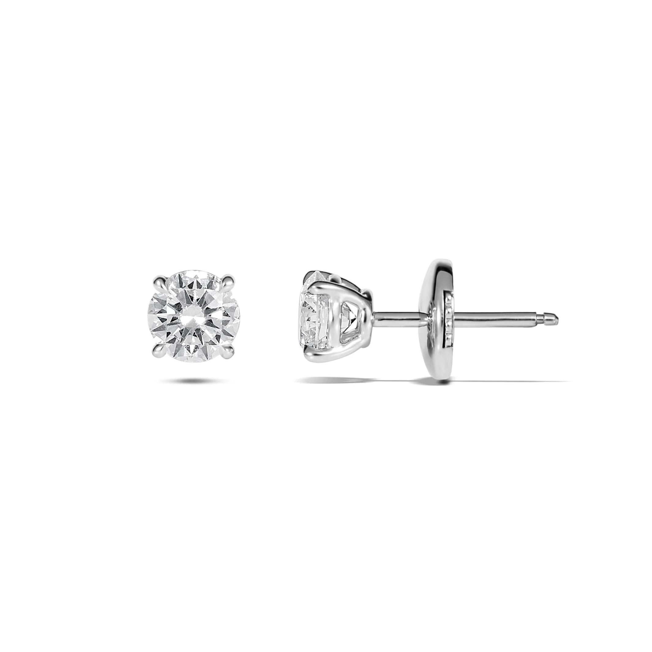 Classic Natural Diamond 4 Claw Stud Earrings | 18K White Gold - Image 15