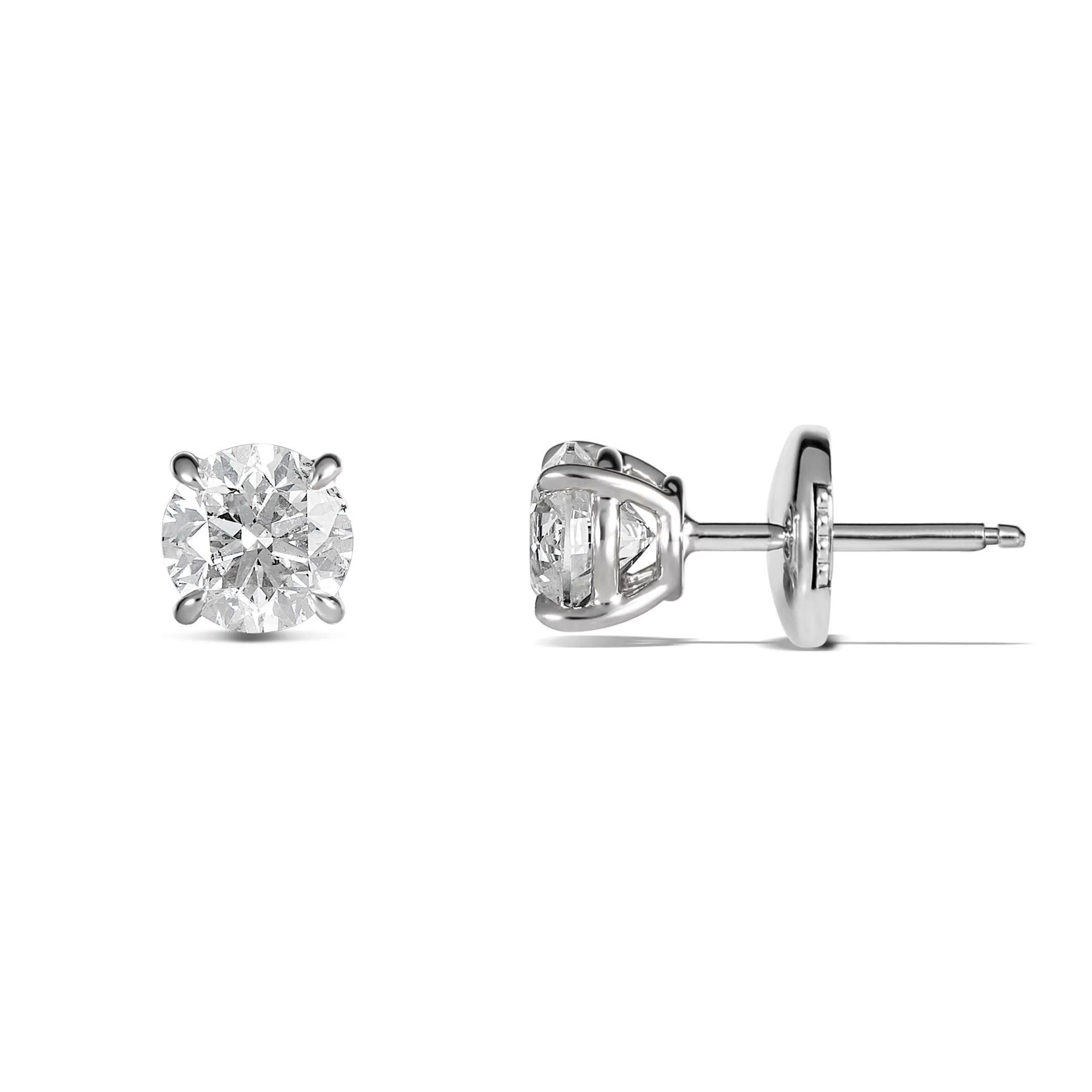 Classic Natural Diamond 4 Claw Stud Earrings | 18K White Gold - Image 16