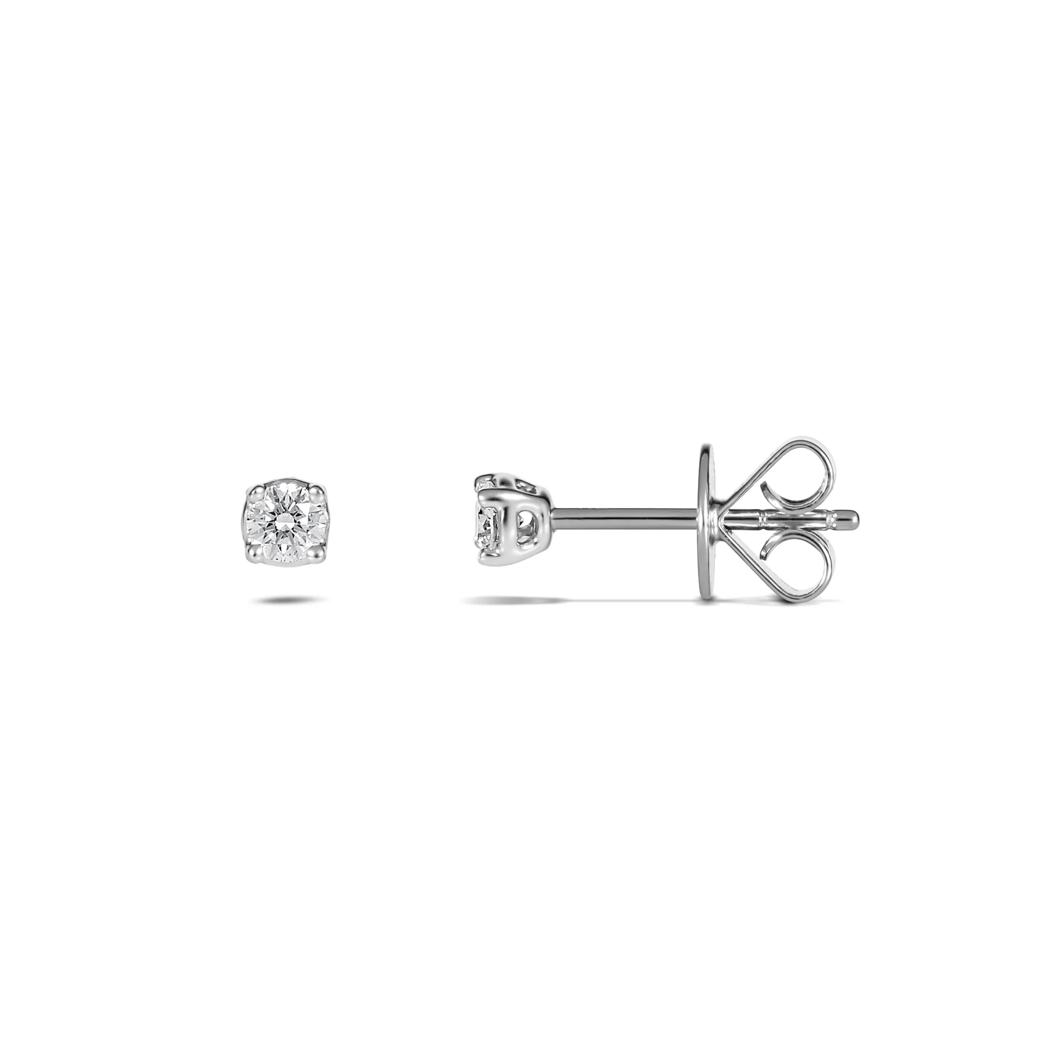 Classic Natural Diamond 4 Claw Stud Earrings | 18K White Gold - Image 4