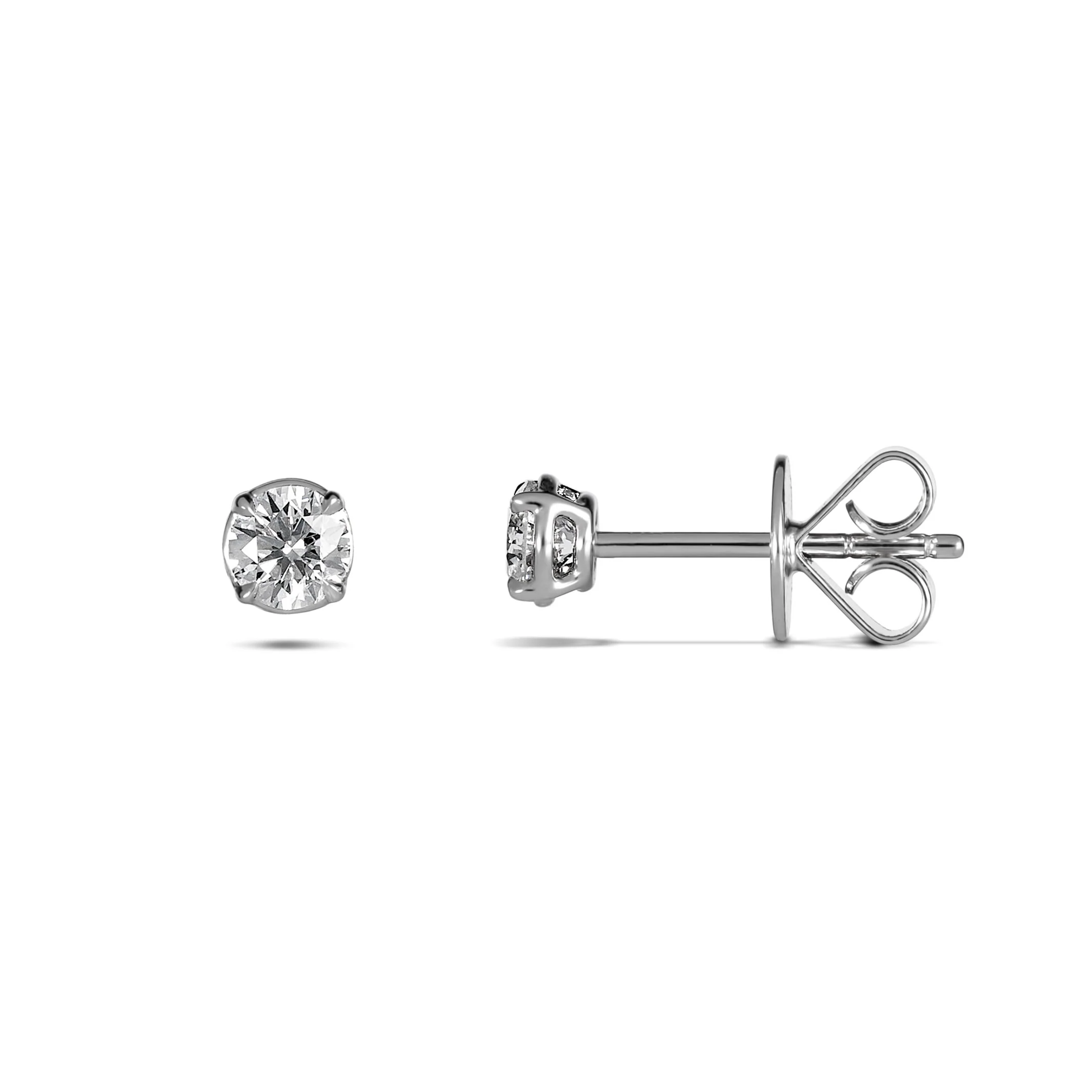 Classic Natural Diamond 4 Claw Stud Earrings | 18K White Gold - Image 7