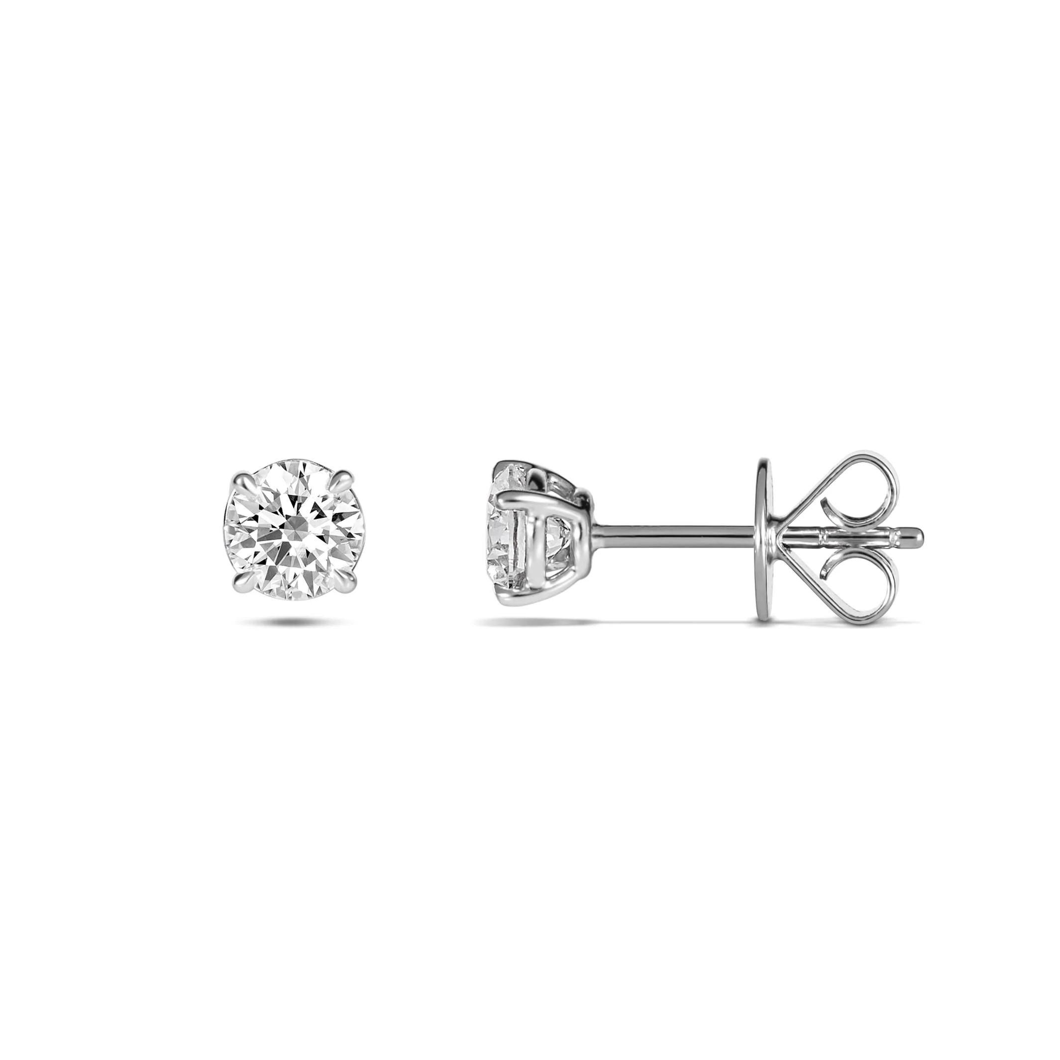 Classic Natural Diamond 4 Claw Stud Earrings | 18K White Gold - Image 9