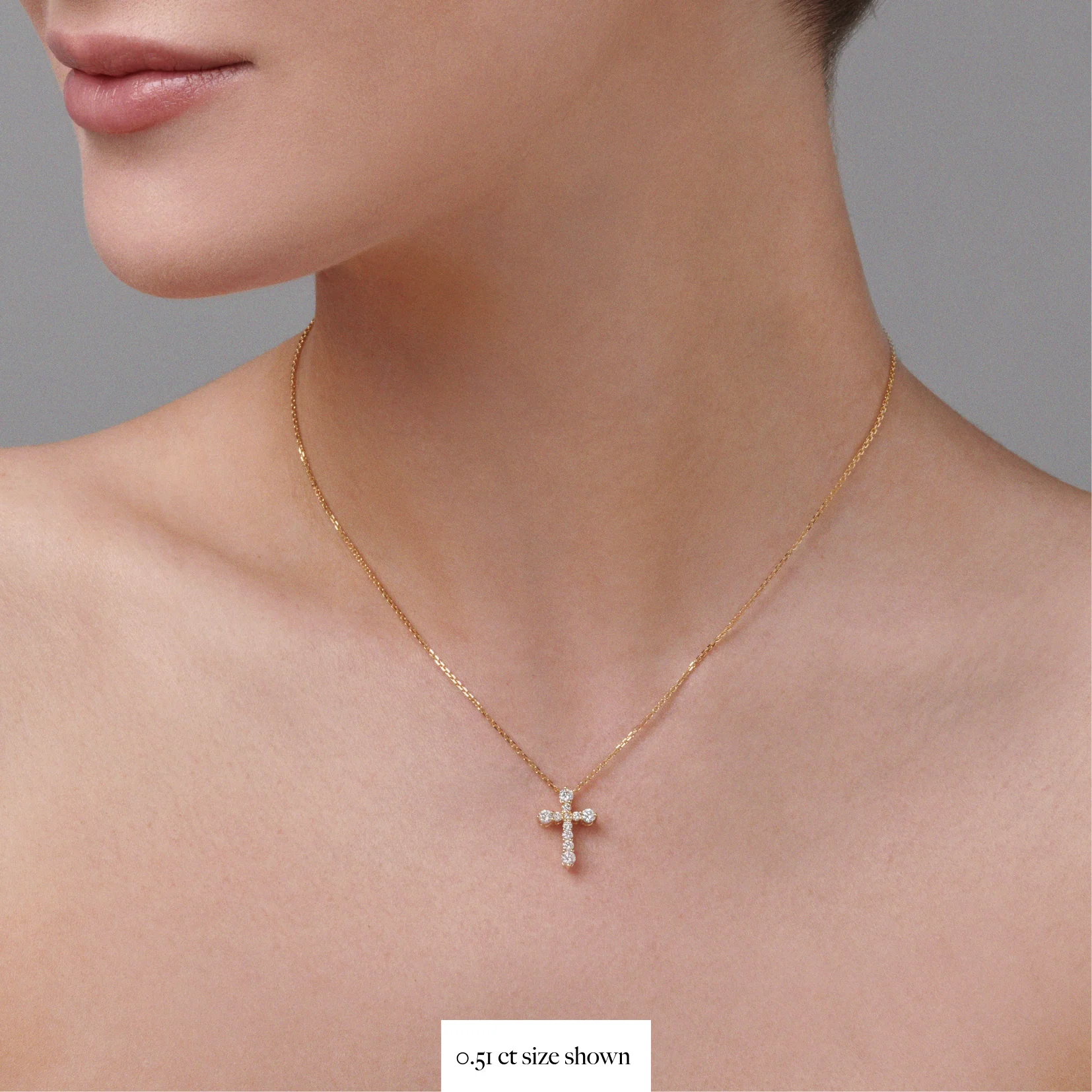 Valentina | Diamond Cross Necklace Yellow Gold - Image 3