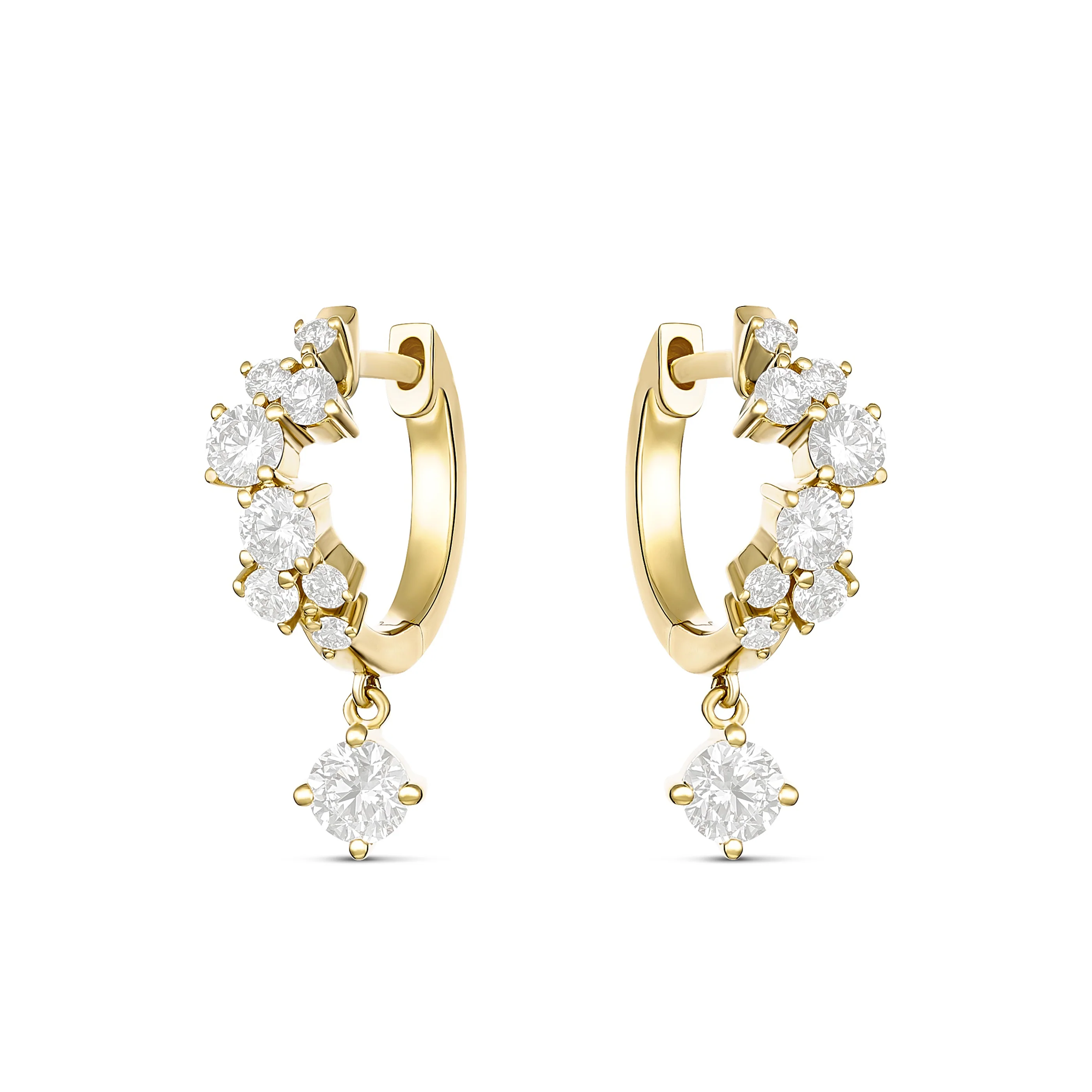 Galaxy Round Drop Diamond Huggies | 18K Yellow Gold - Image 3