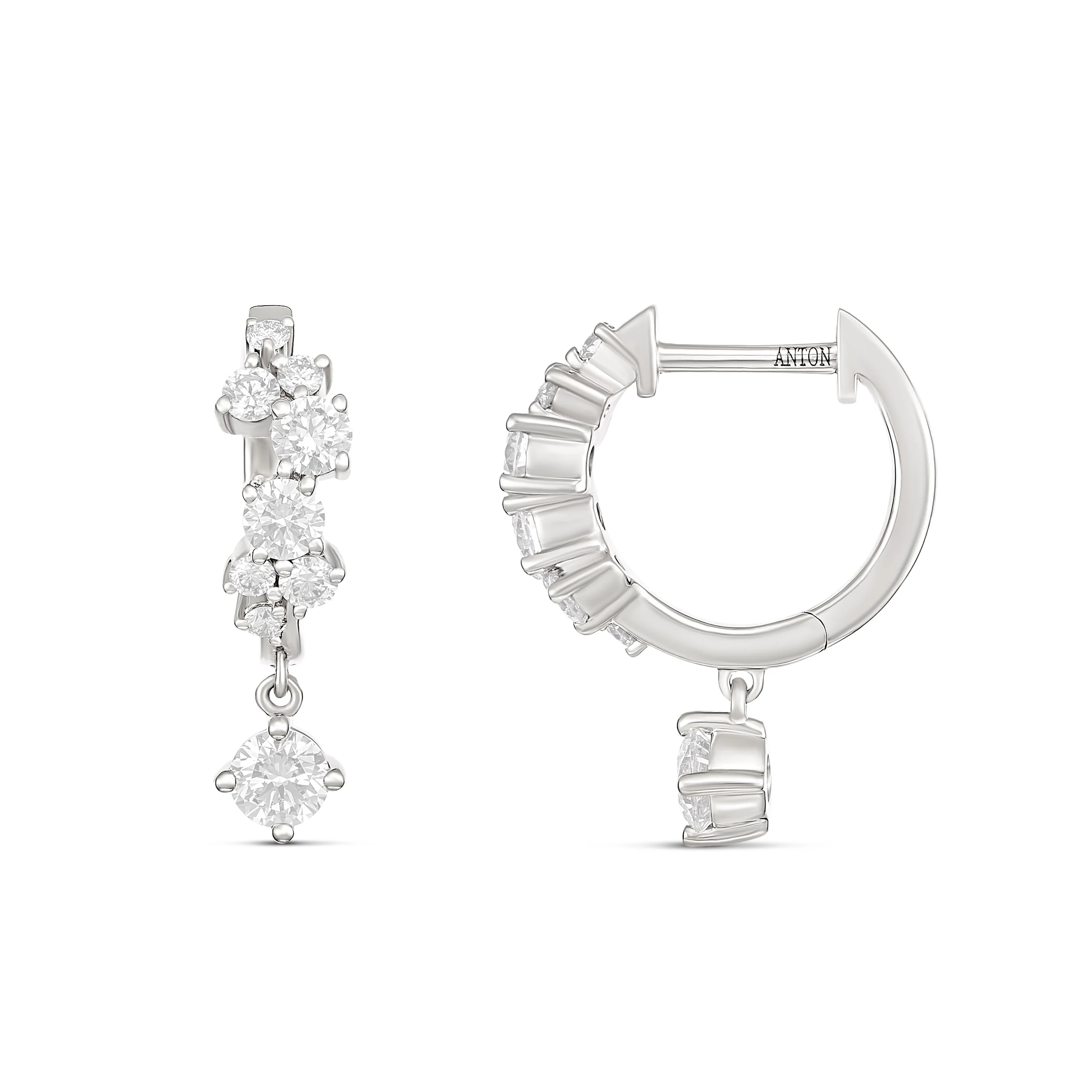 Galaxy Round Drop Diamond Huggies | 18K Yellow Gold - Image 4