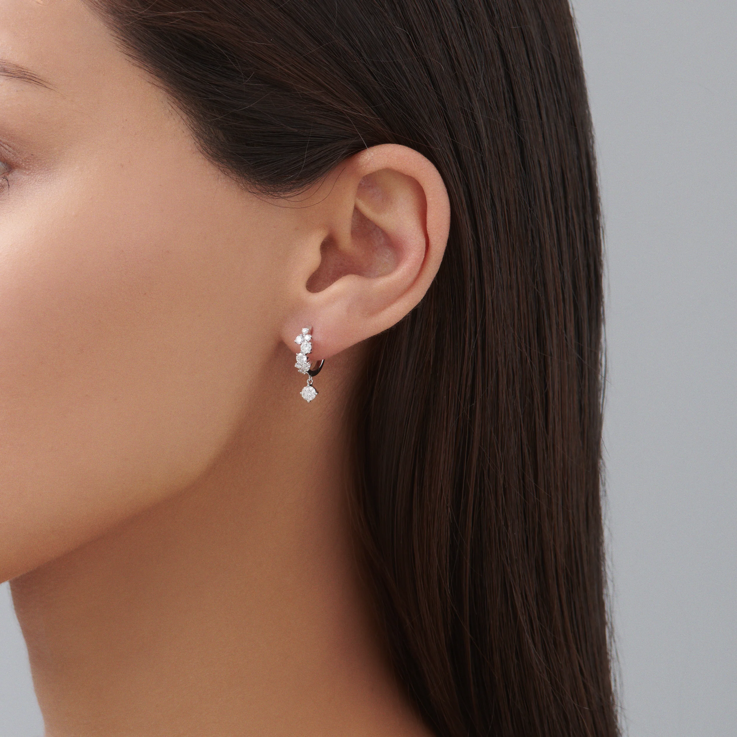 Galaxy Round Drop Diamond Huggies | 18K Yellow Gold - Image 5