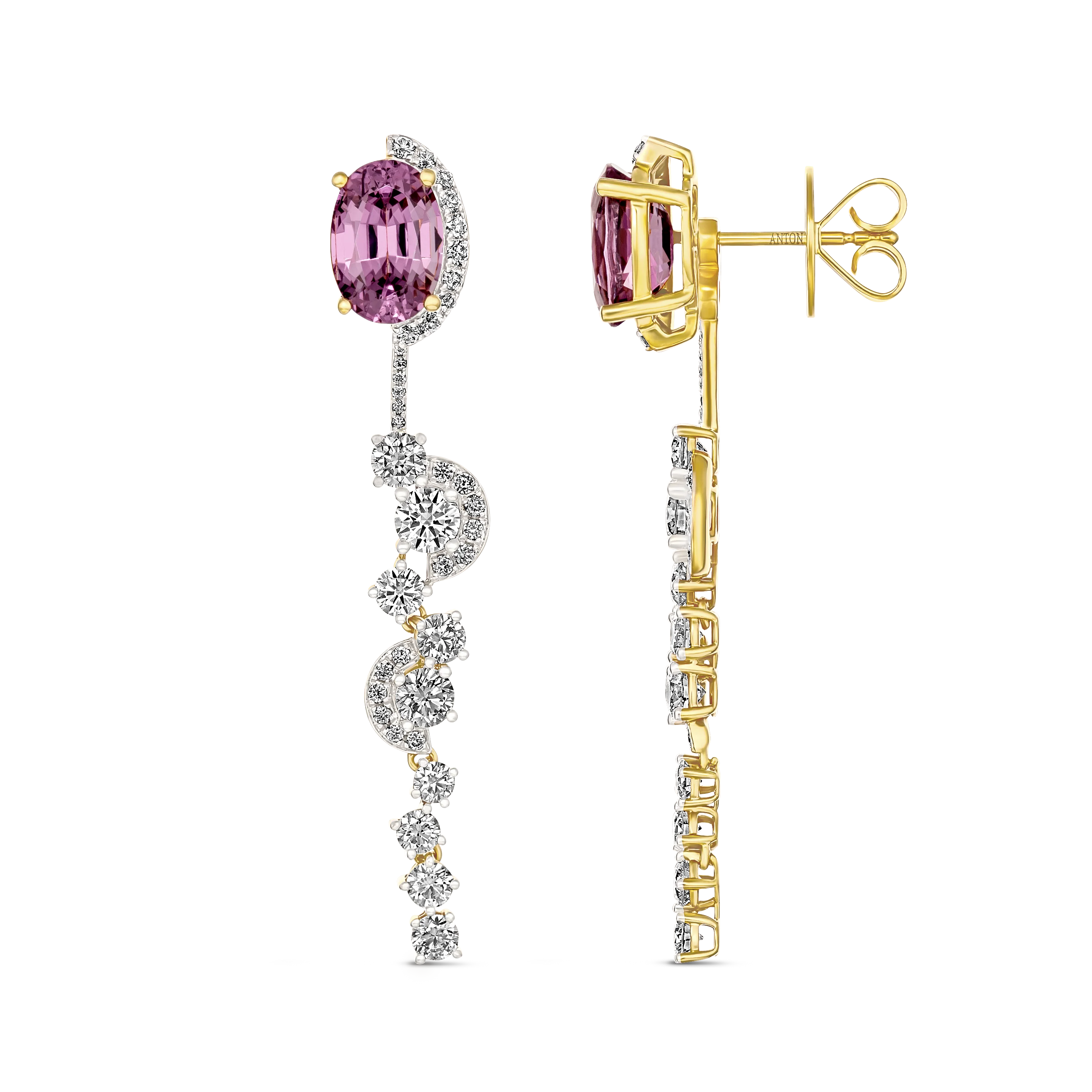 Galaxy Spinel and Diamond Studs with Removable Drop Earrings | 18k Yellow Gold - Image 3