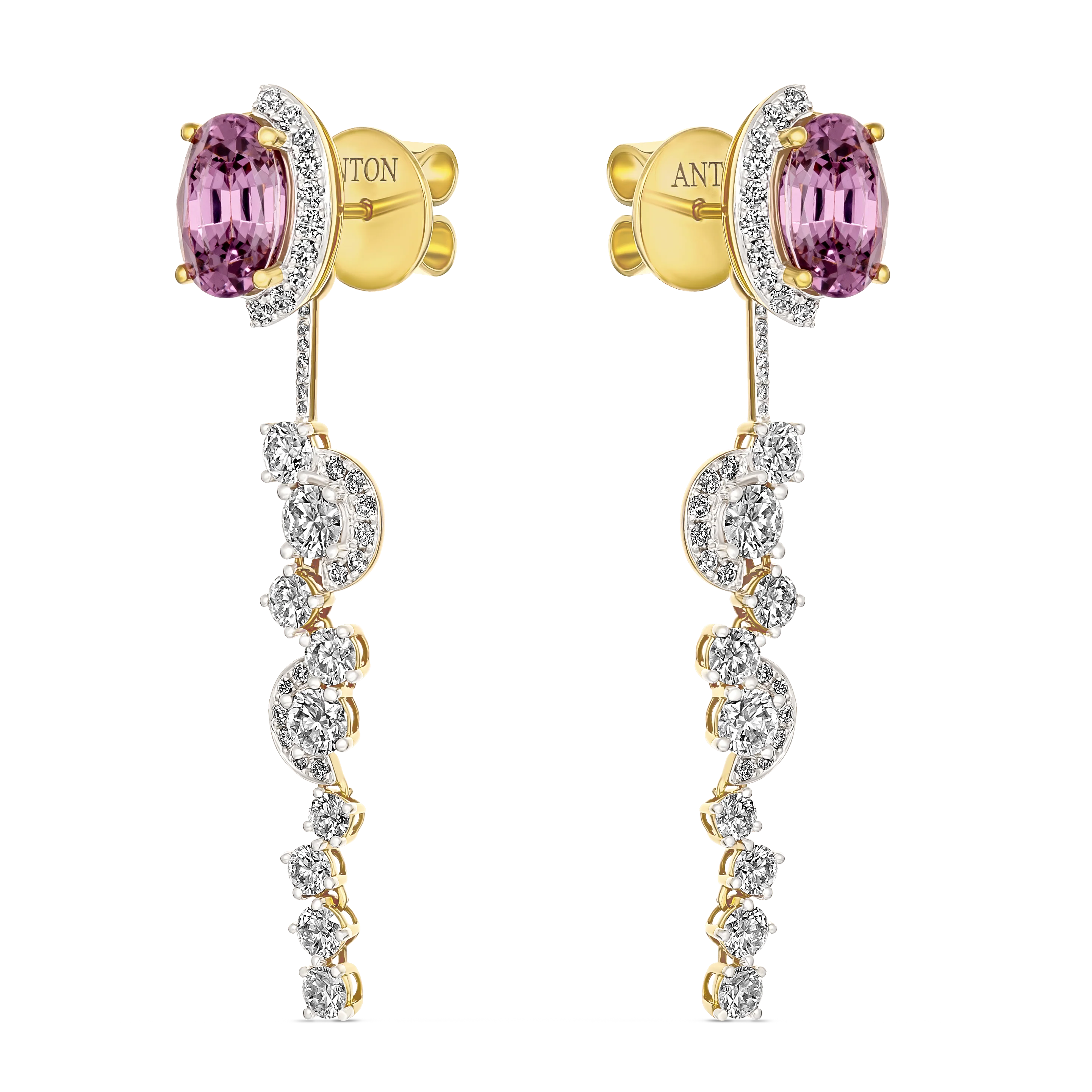 Galaxy Spinel and Diamond Studs with Removable Drop Earrings | 18k Yellow Gold - Image 4