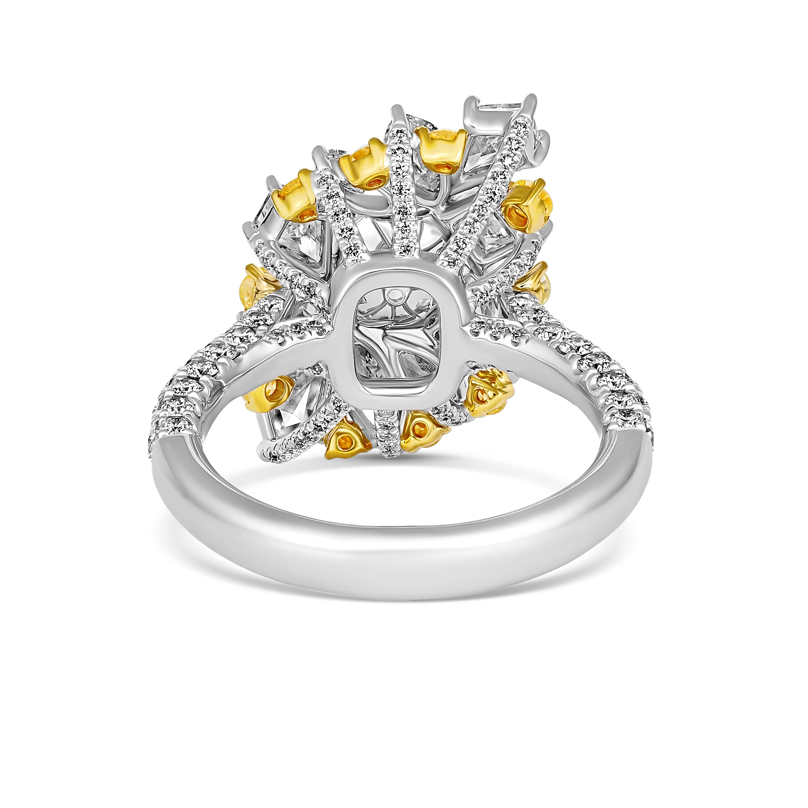 Hello Yellow Cluster Natural Diamond Ring | Platinum - Image 3