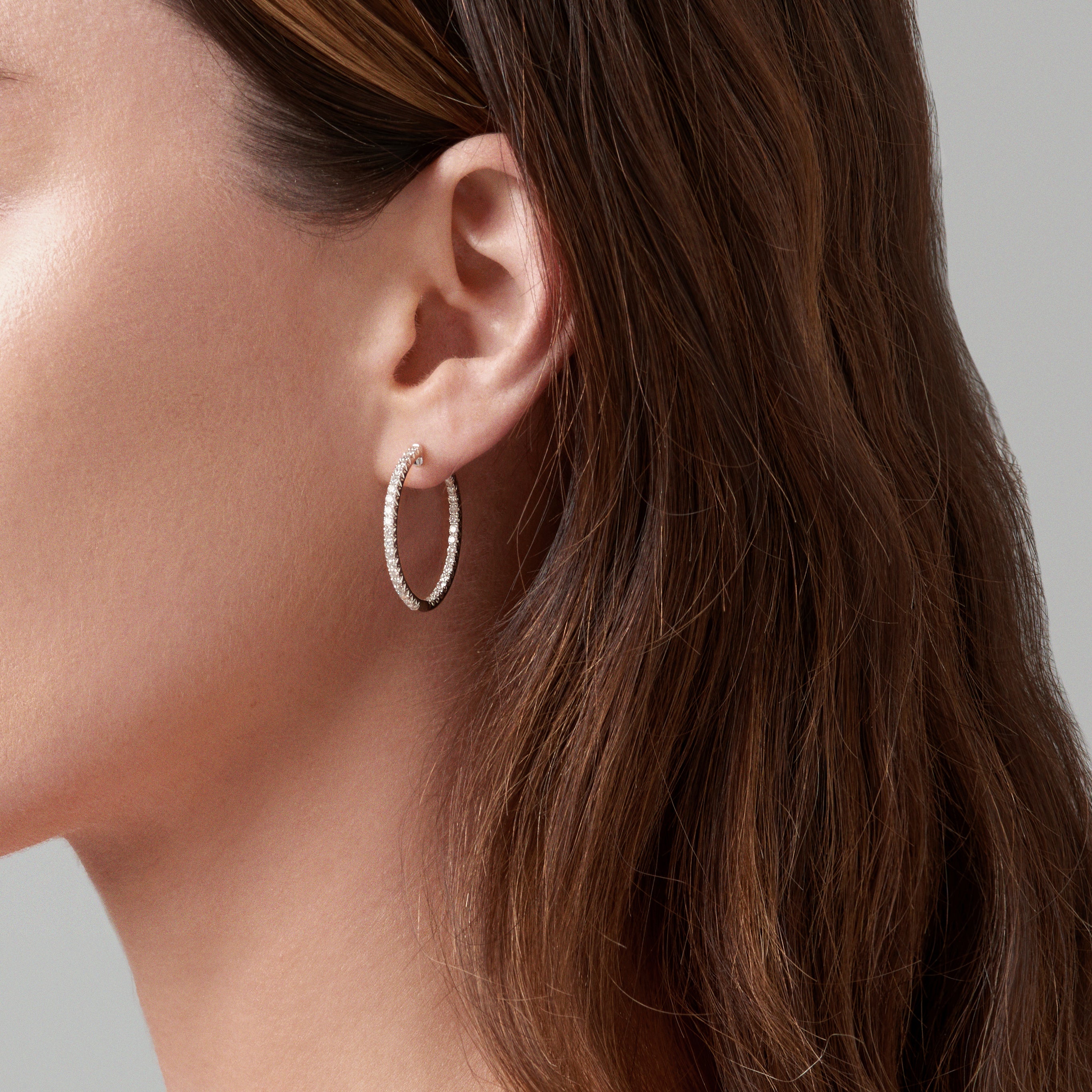 Krisscut Full Moon Hoops | 18K White Gold - Image 4