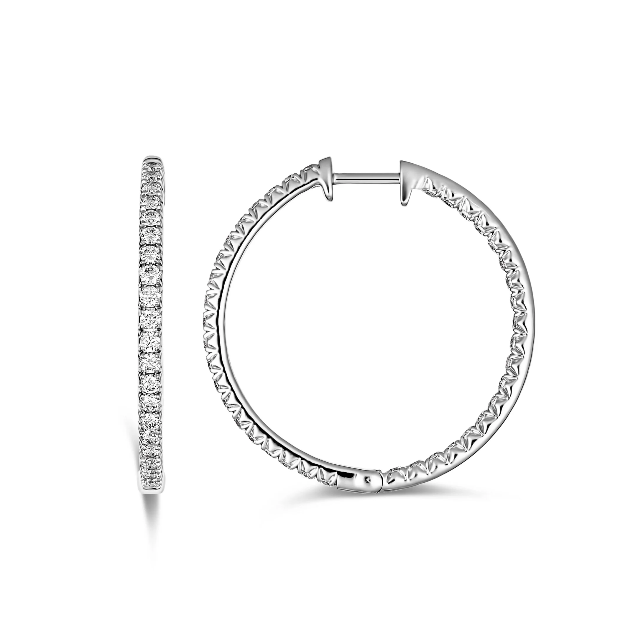 Krisscut Full Moon Hoops | 18K White Gold - Image 7