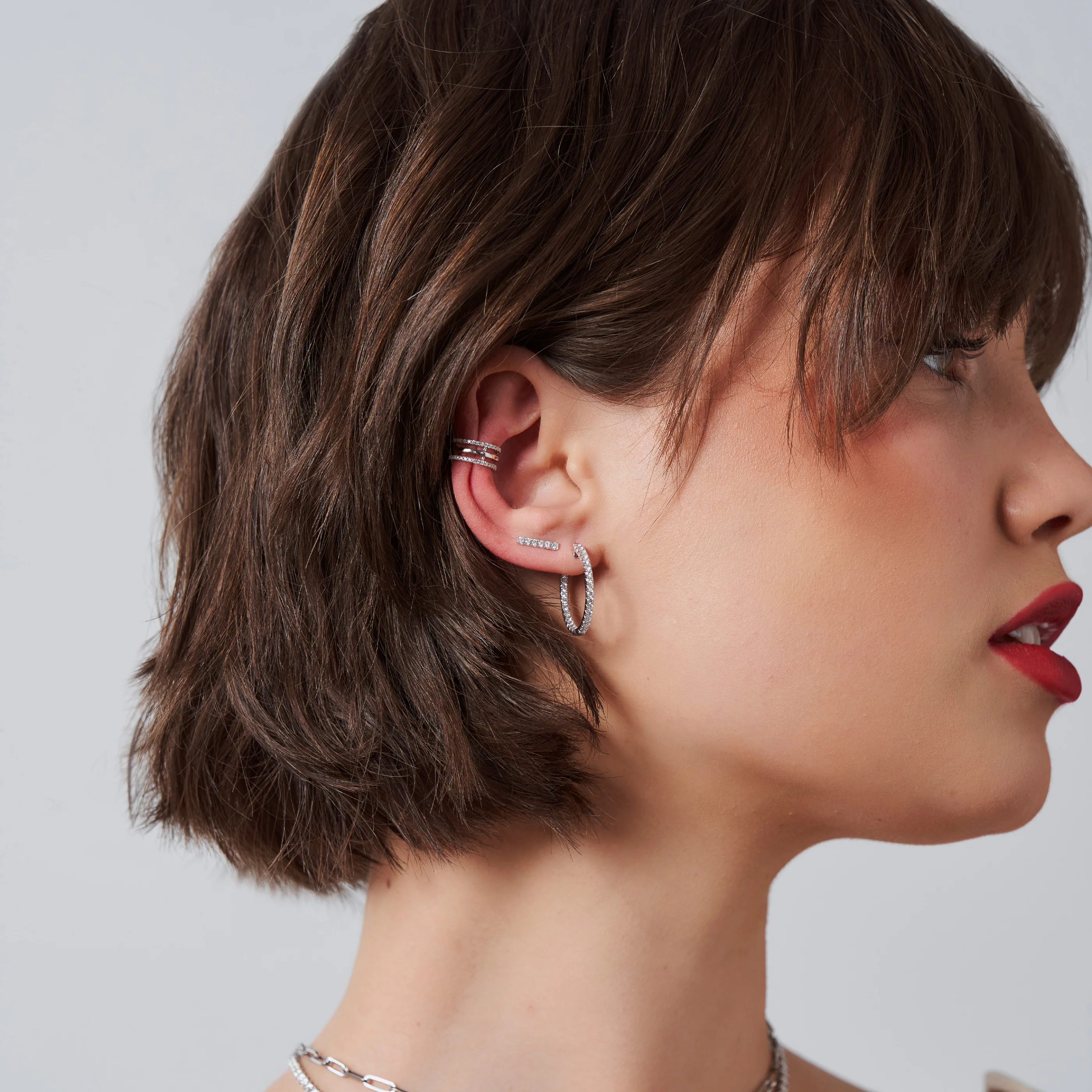 Krisscut Full Moon Hoops | 18K White Gold - Image 8