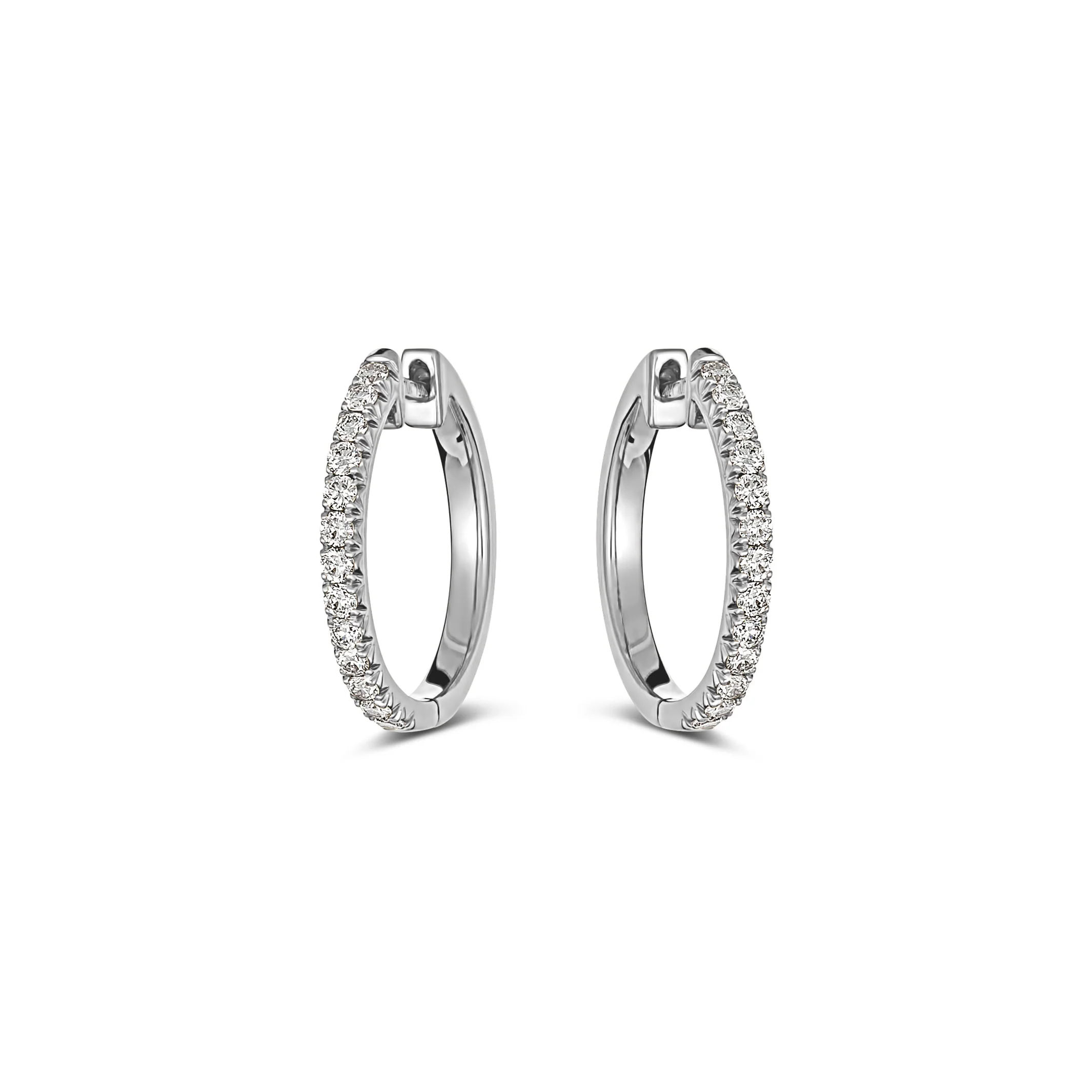 Krisscut Half Moon Hoops | 18K White Gold - Image 3