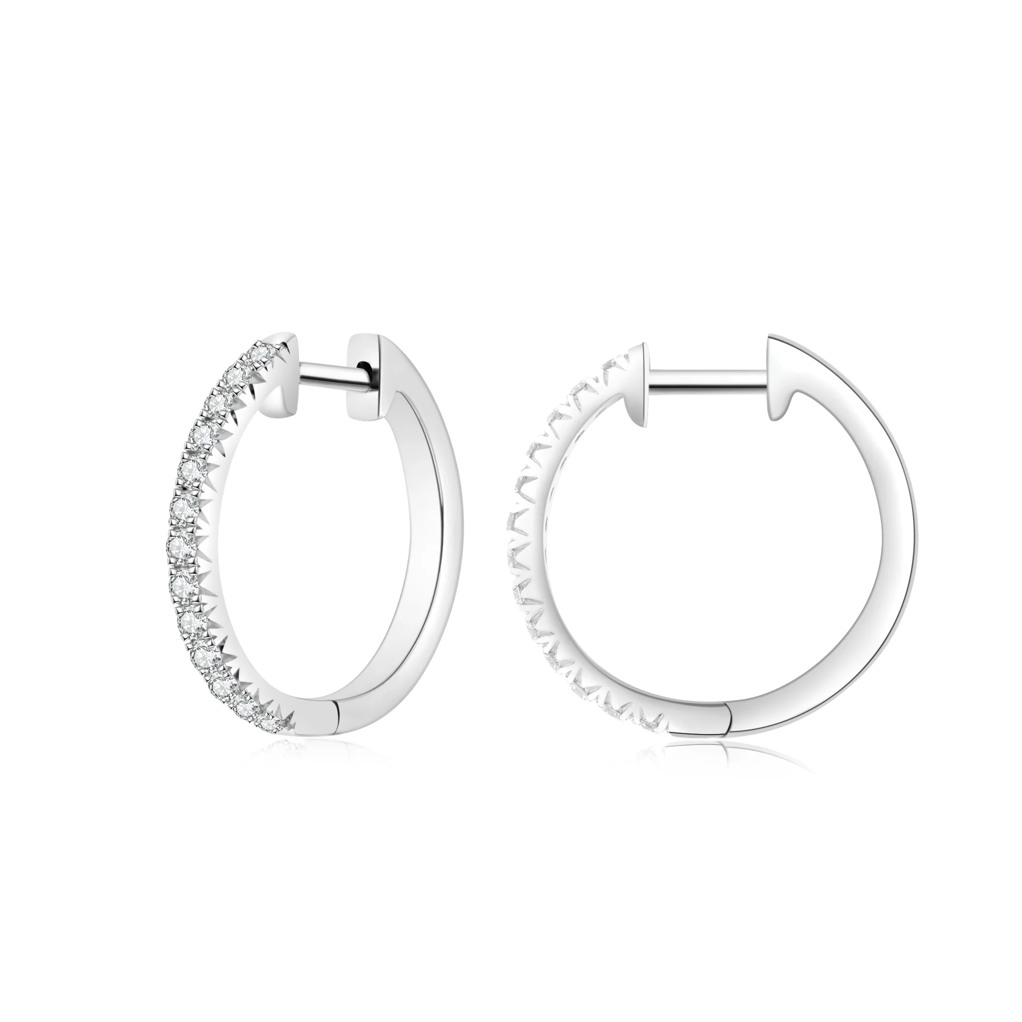 Krisscut Half Moon Hoops | 18K White Gold - Image 4