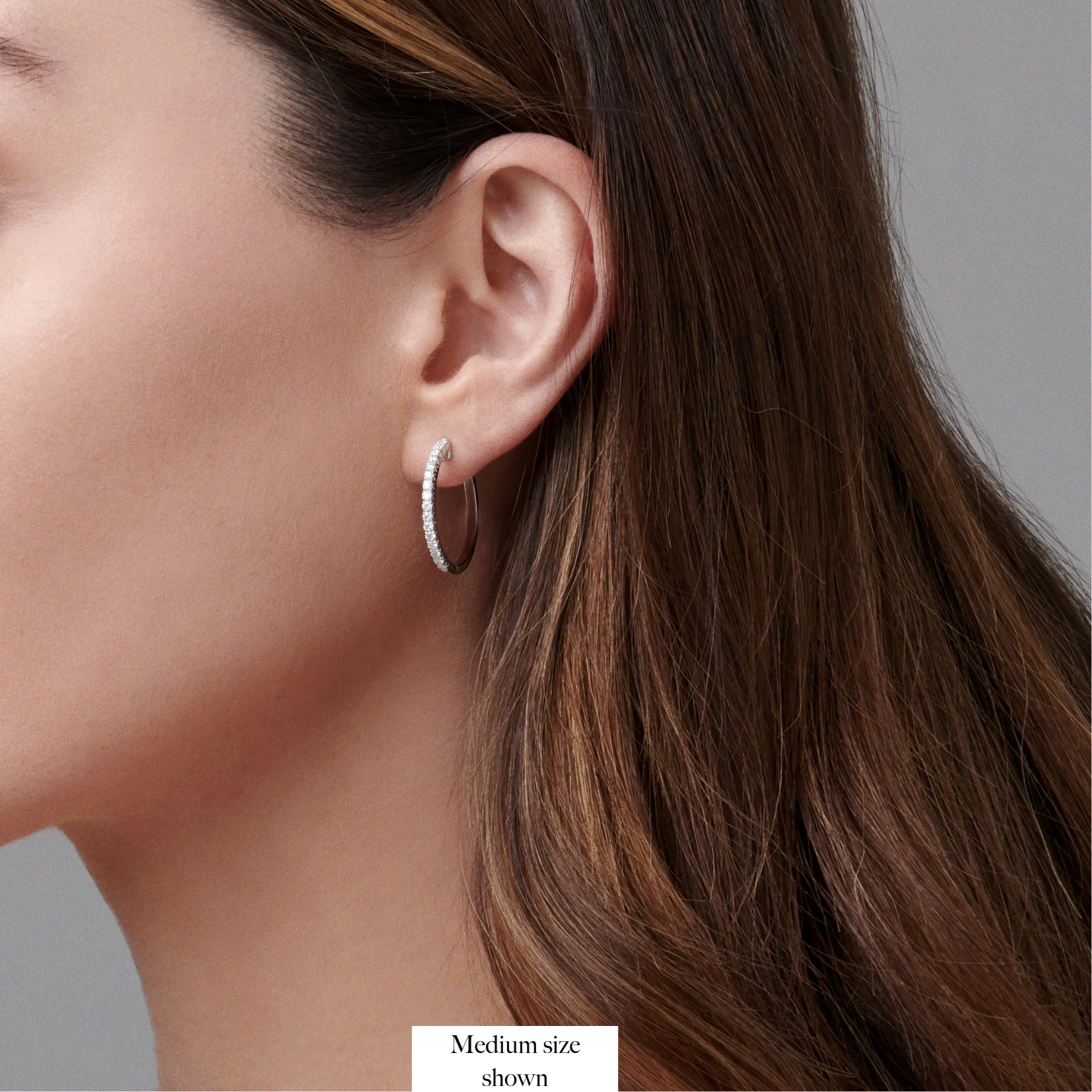 Krisscut Half Moon Hoops | 18K White Gold - Image 5