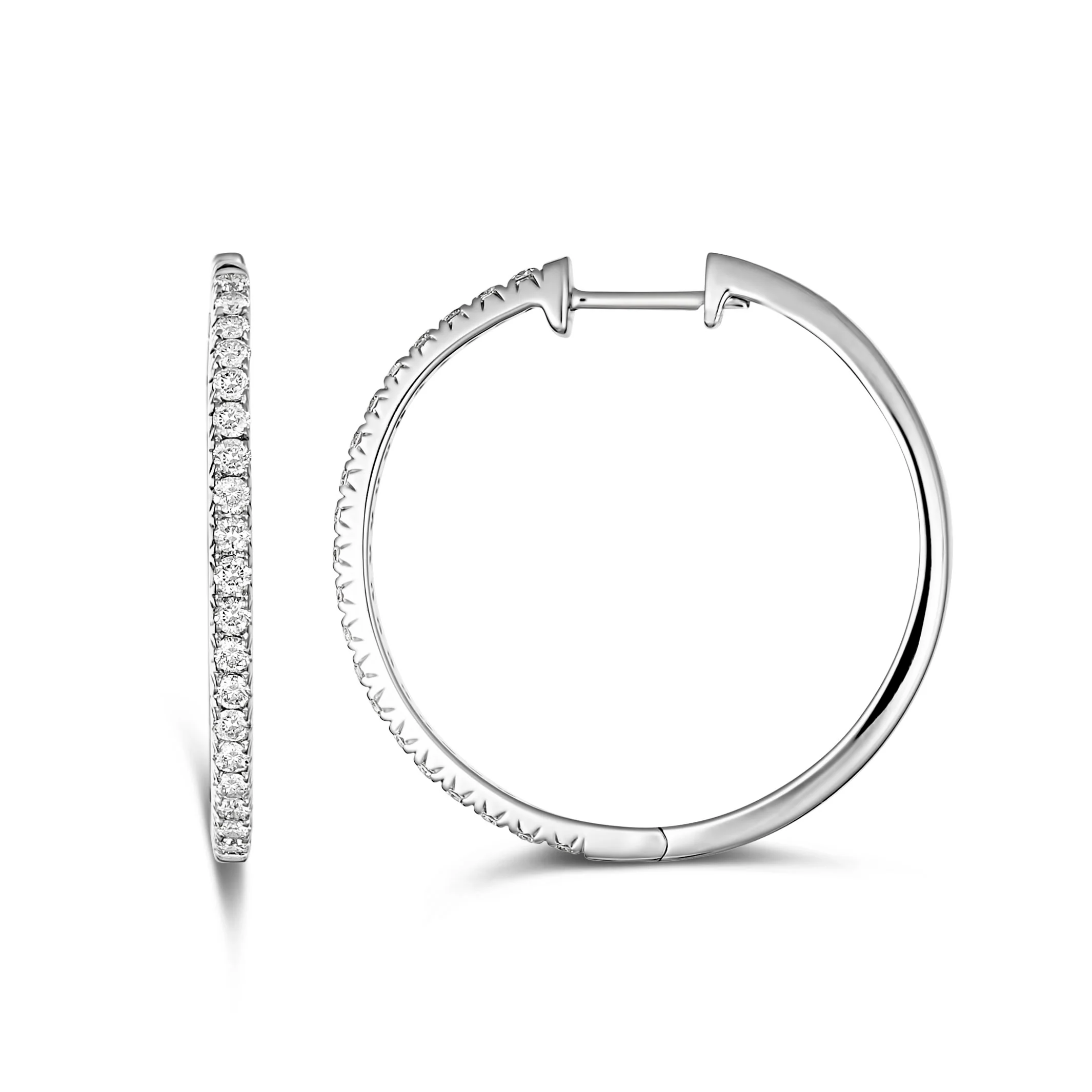 Krisscut Half Moon Hoops | 18K White Gold - Image 7