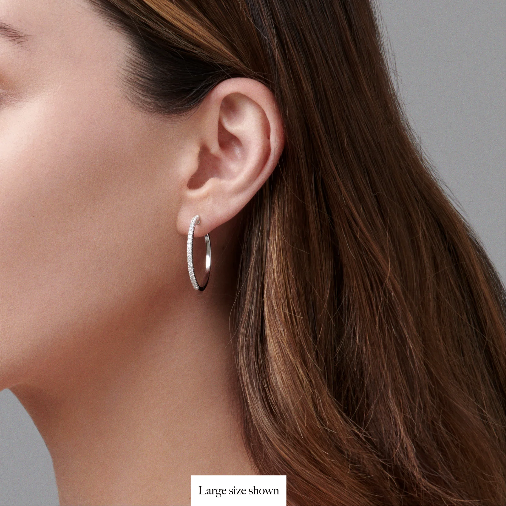 Krisscut Half Moon Hoops | 18K White Gold - Image 8