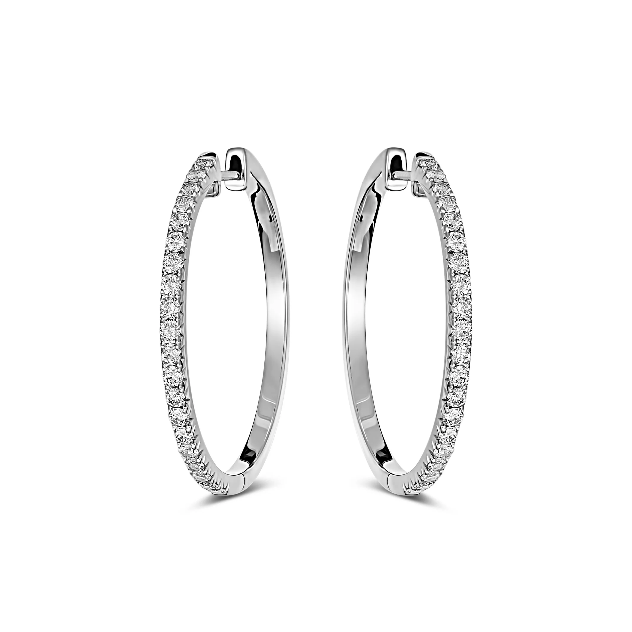 Krisscut Half Moon Hoops | 18K White Gold - Image 9