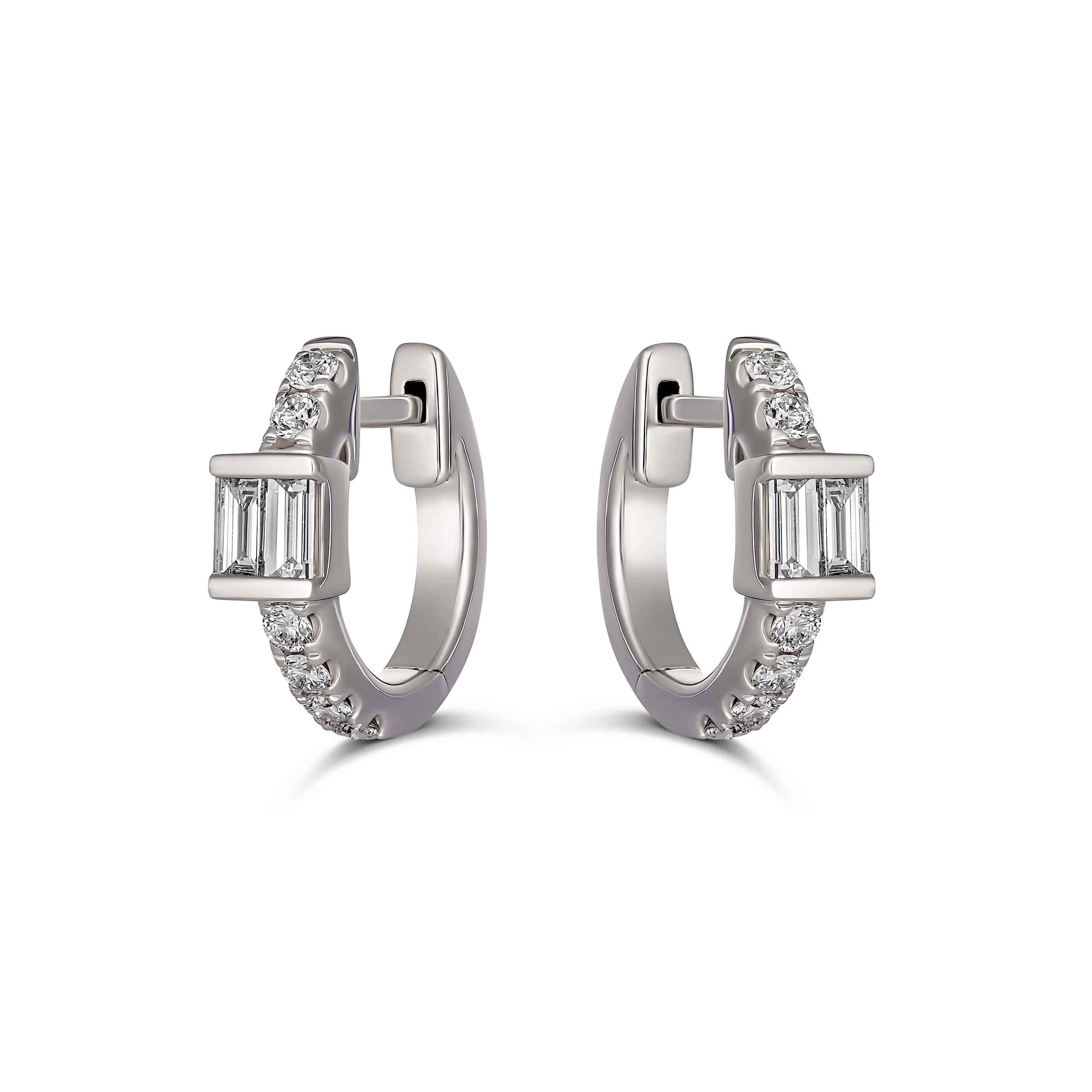 Lighthouse® Double Diamond Huggies | White Gold - Image 3