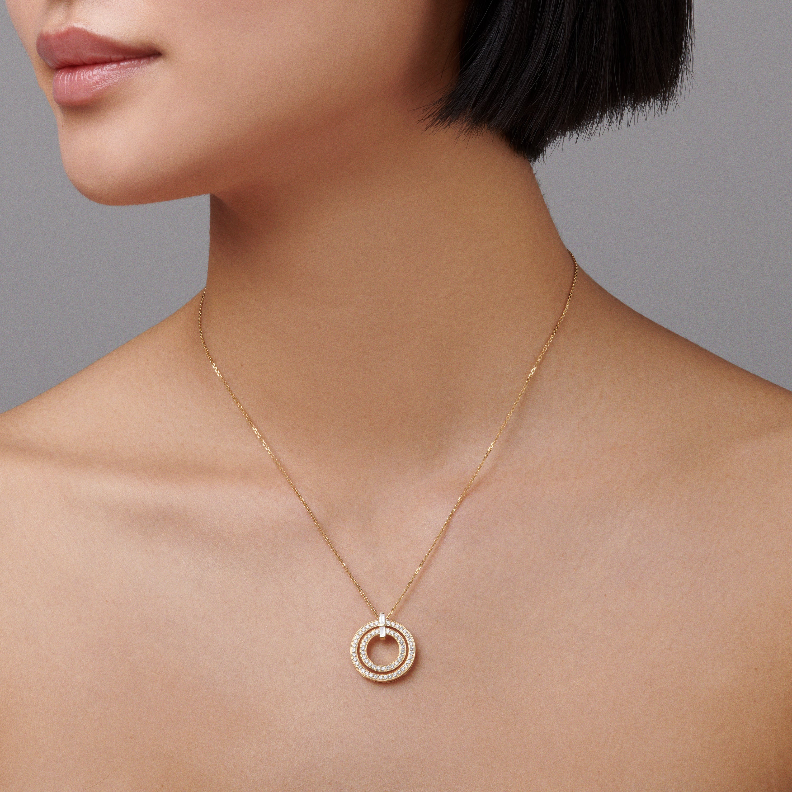 Lighthouse® Double Diamond Pendant Necklace | Yellow Gold - Image 4