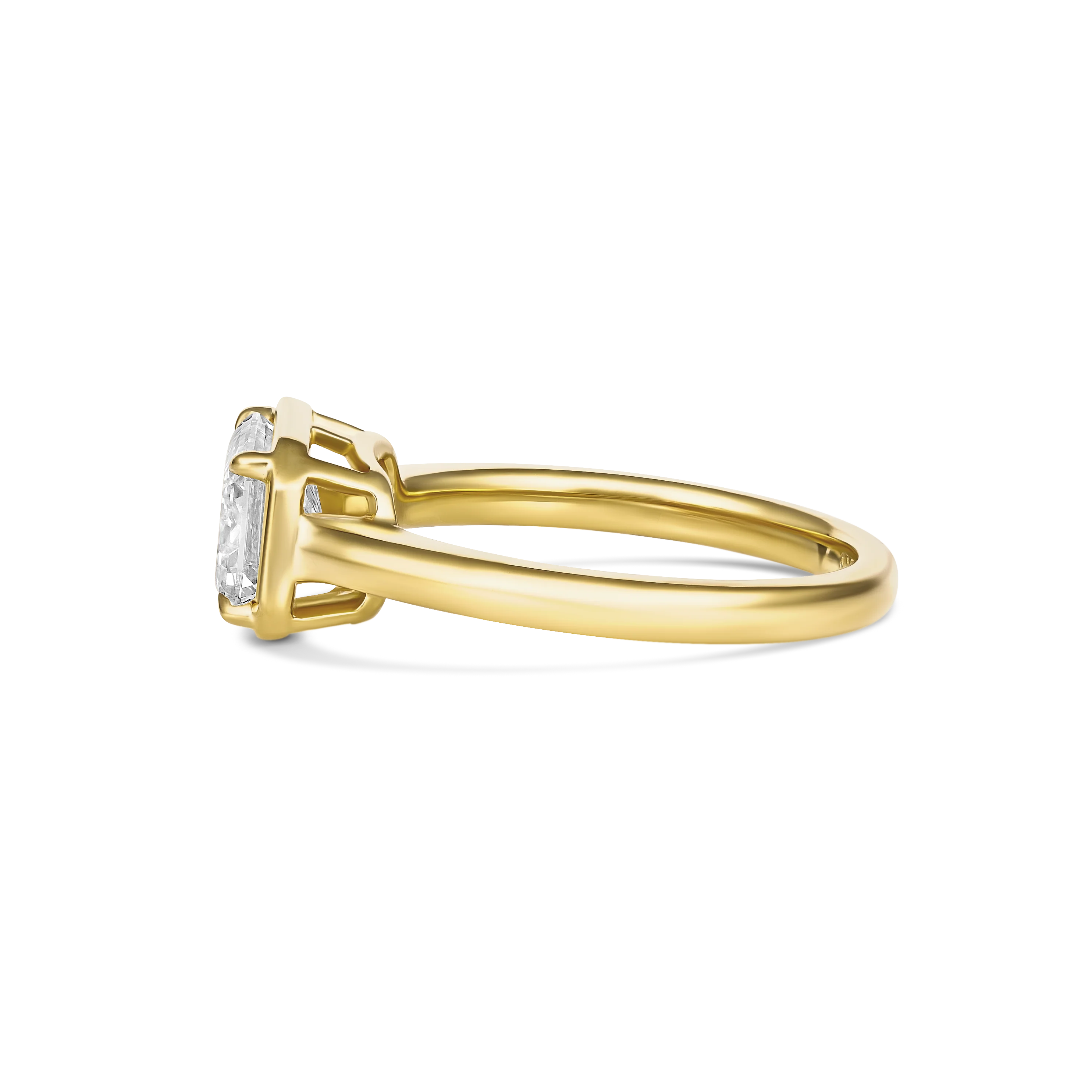 Luminous Emerald Cut East-West Natural Diamond Ring | 18k Yellow Gold - Image 3