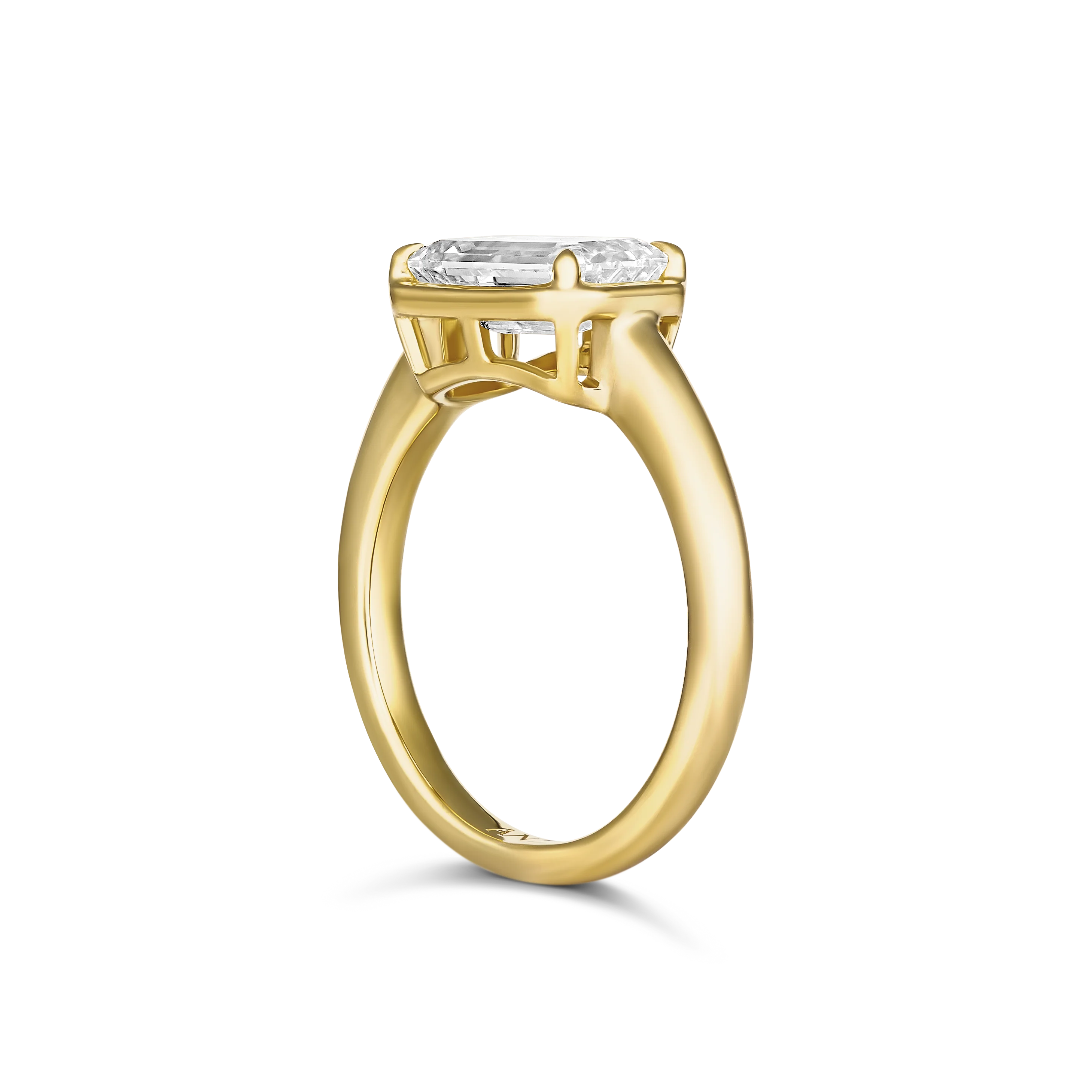 Luminous Emerald Cut East-West Natural Diamond Ring | 18k Yellow Gold - Image 5