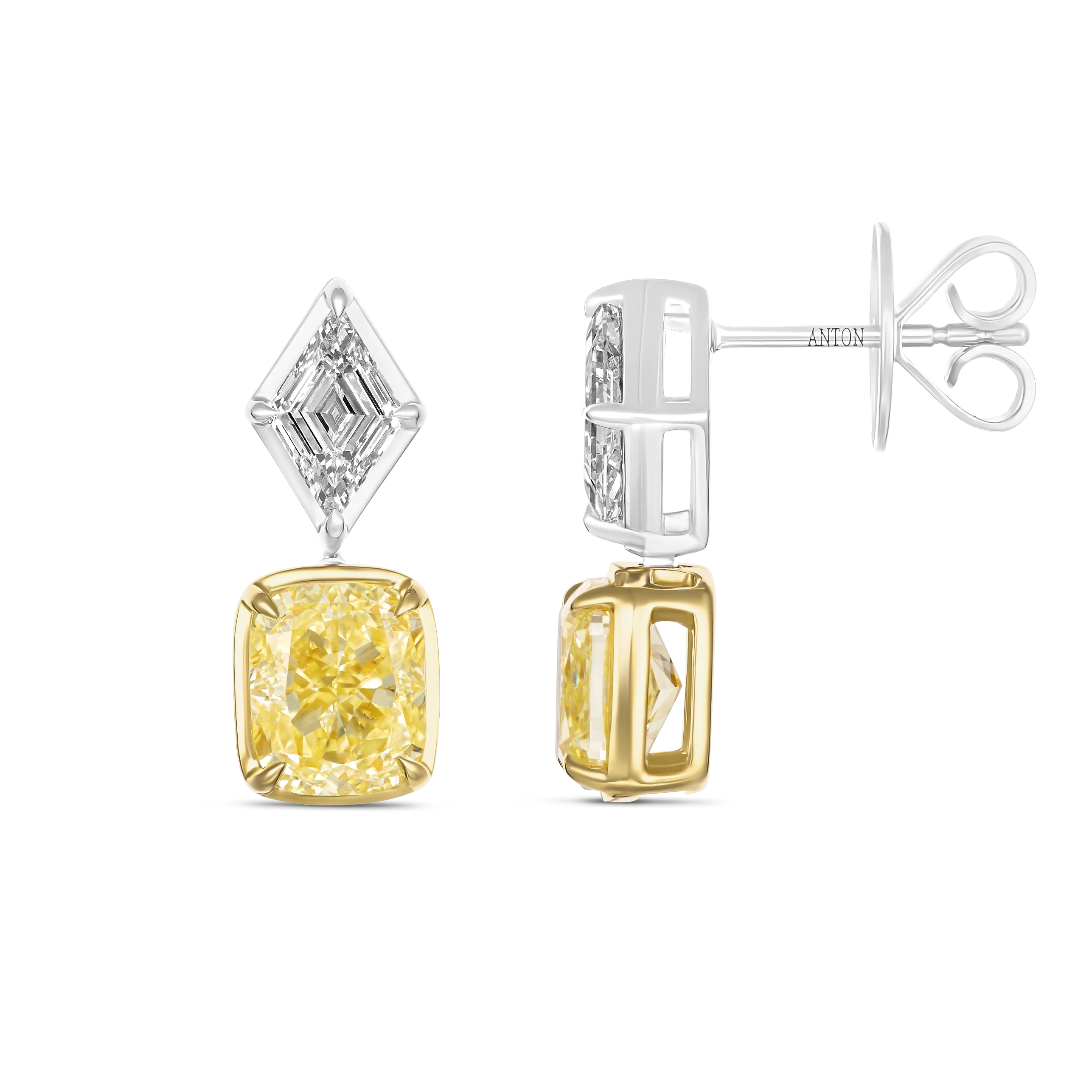 Luminous Two-Tone Diamond Drop Earrings | Platinum/18k Yellow Gold - Image 3