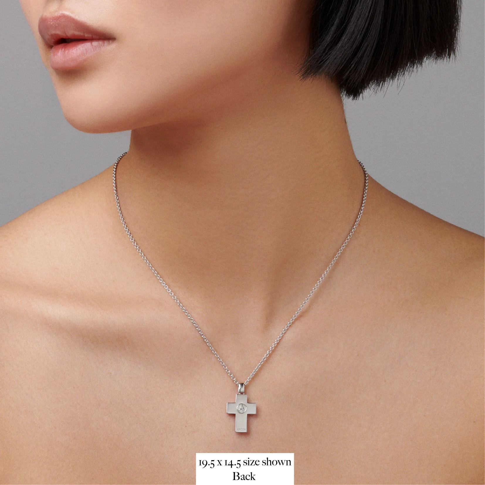 Faith Cross Solid Necklace | White Gold - Image 3