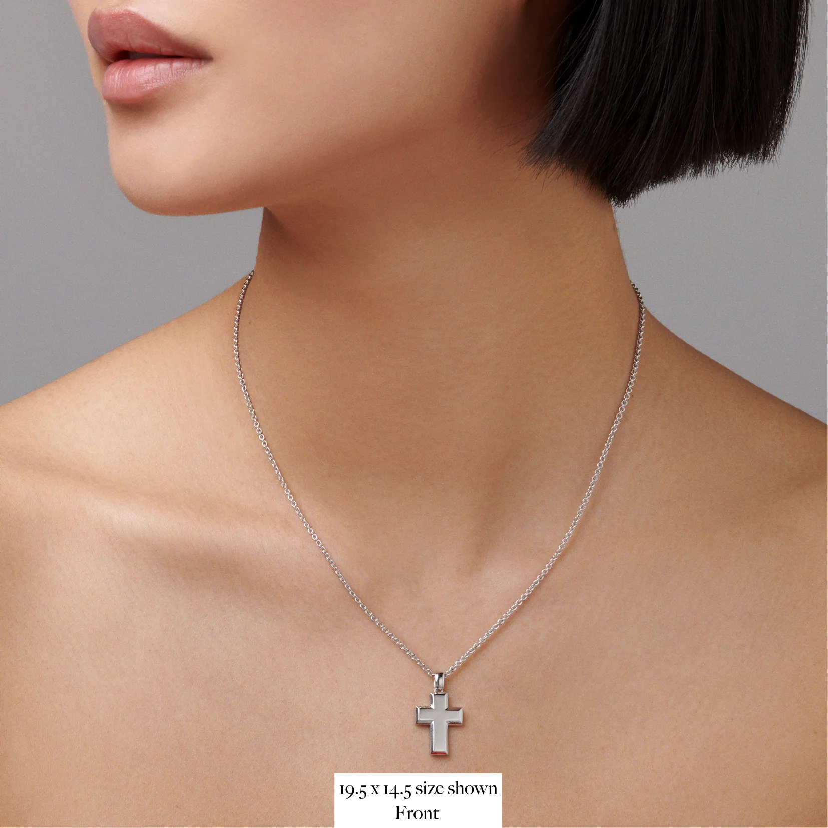 Faith Cross Solid Necklace | White Gold - Image 4