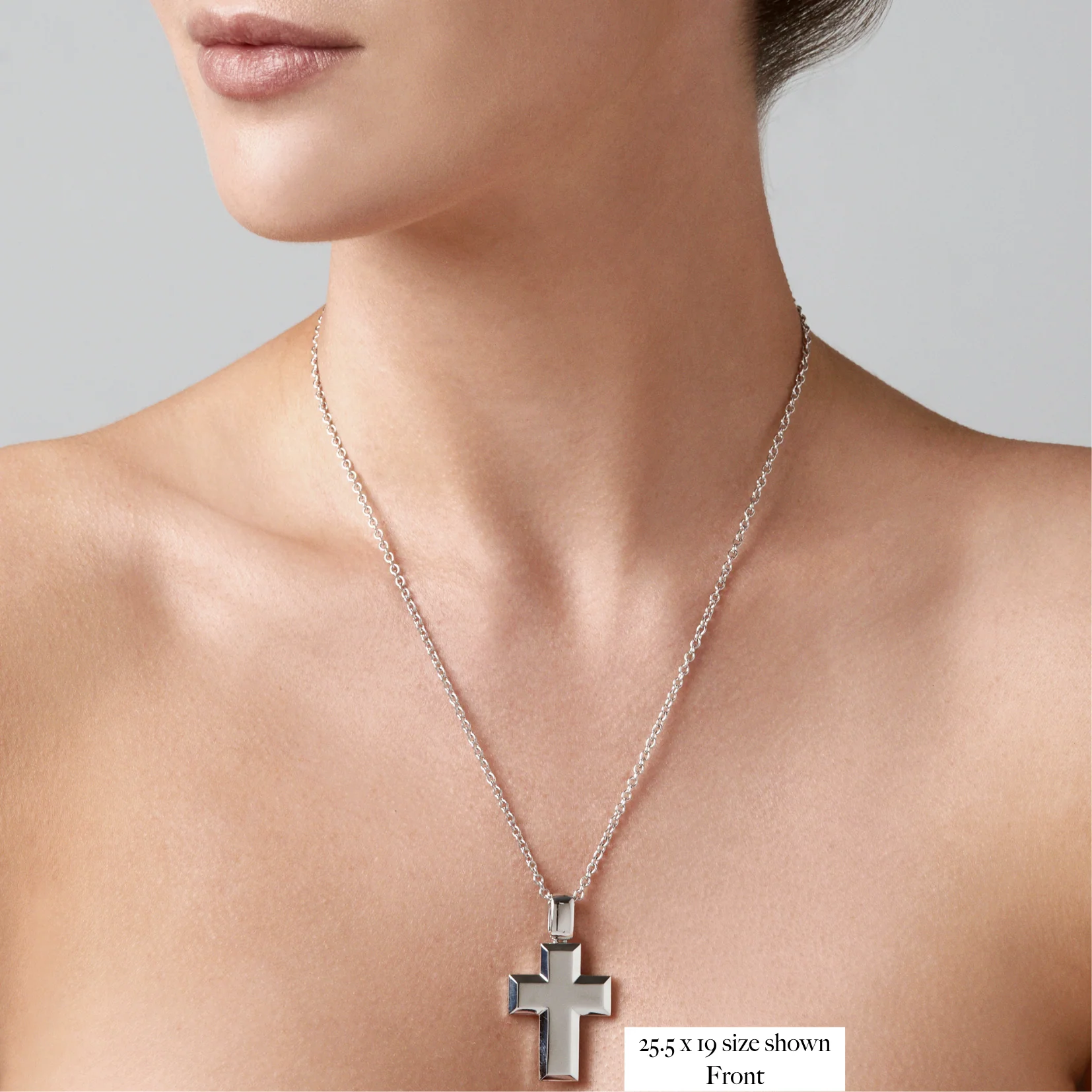 Faith Cross Solid Necklace | White Gold - Image 5