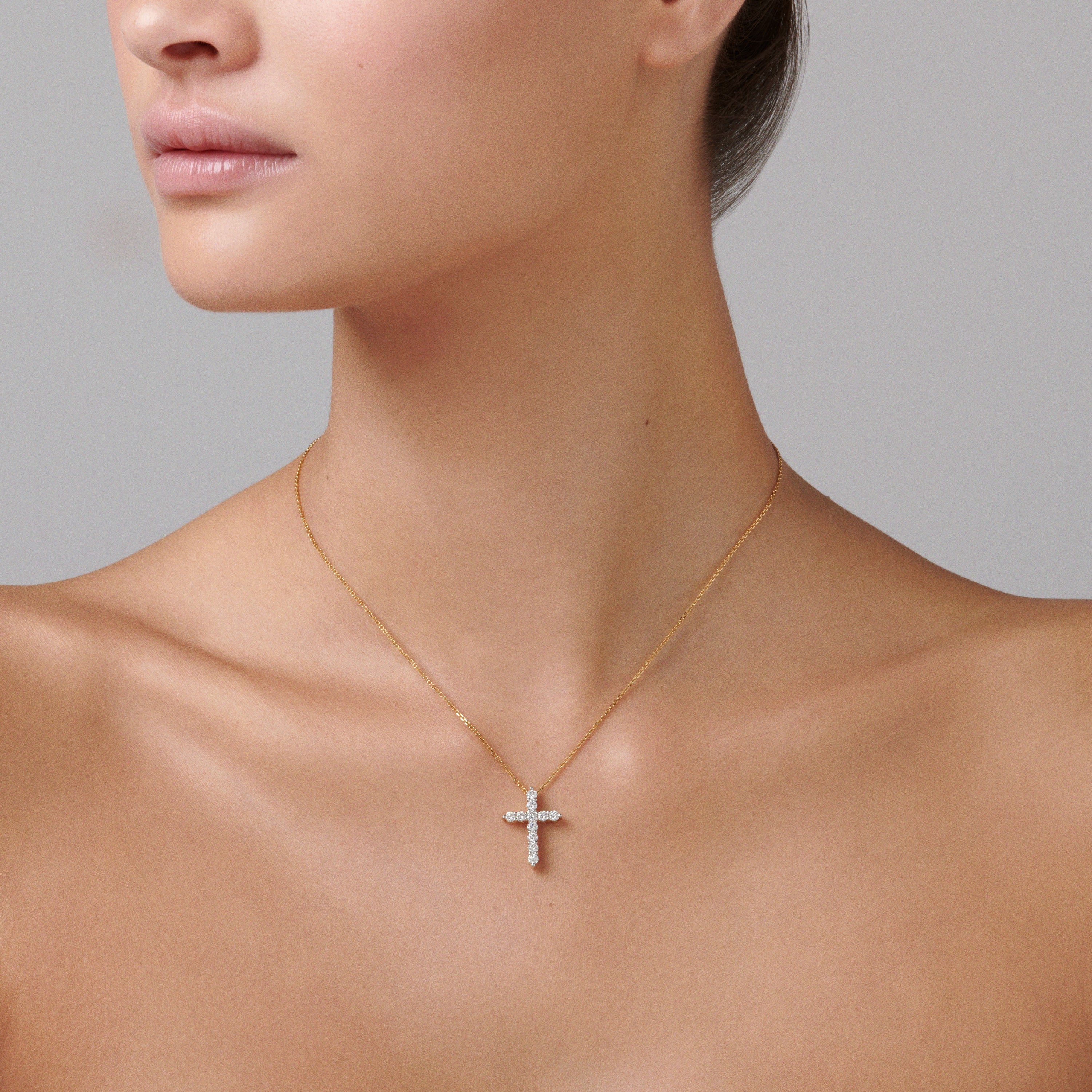 Stella Diamond Cross Necklace | Yellow Gold - Image 12