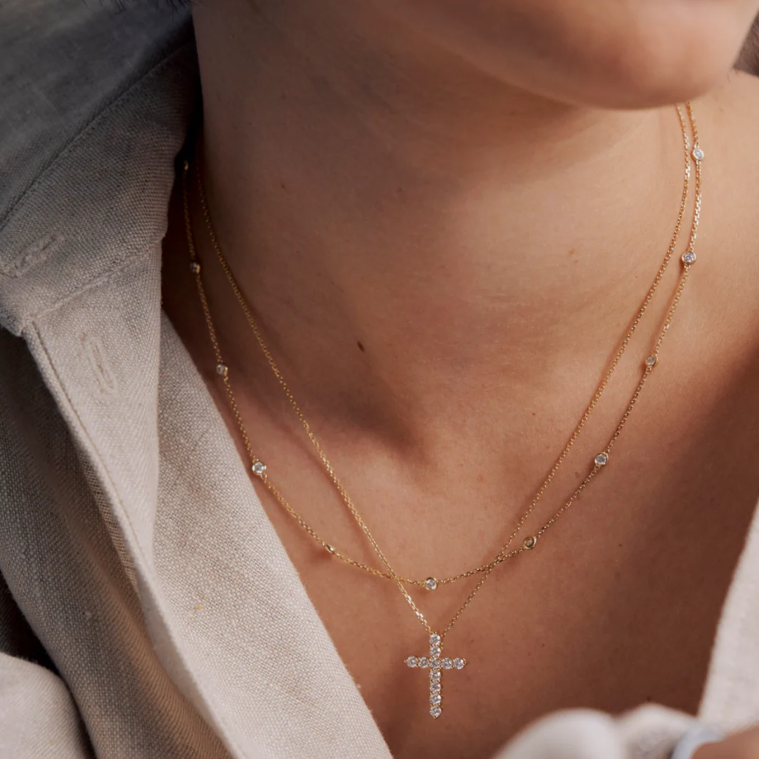 Stella Diamond Cross Necklace | Yellow Gold - Image 20